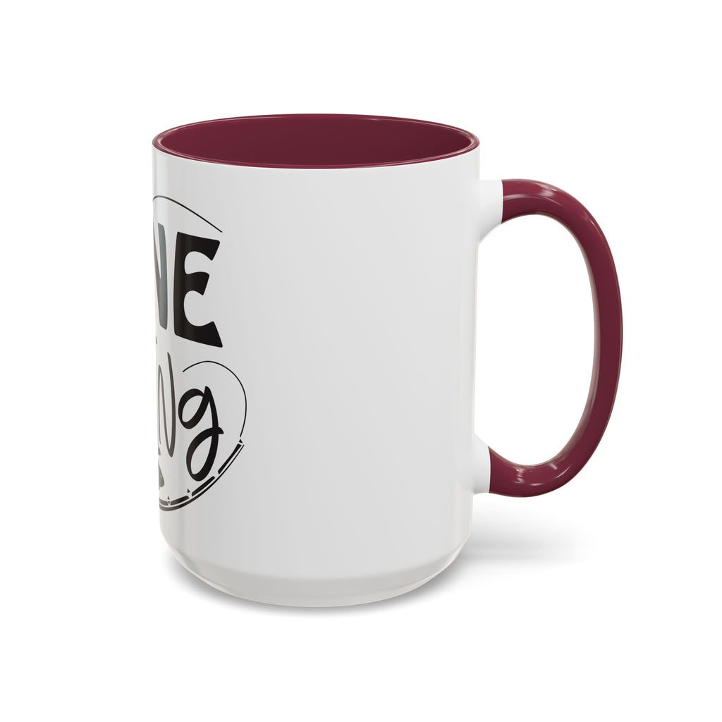 Gone Fishing mug | Fishing typography coffee mug, black handle and rim