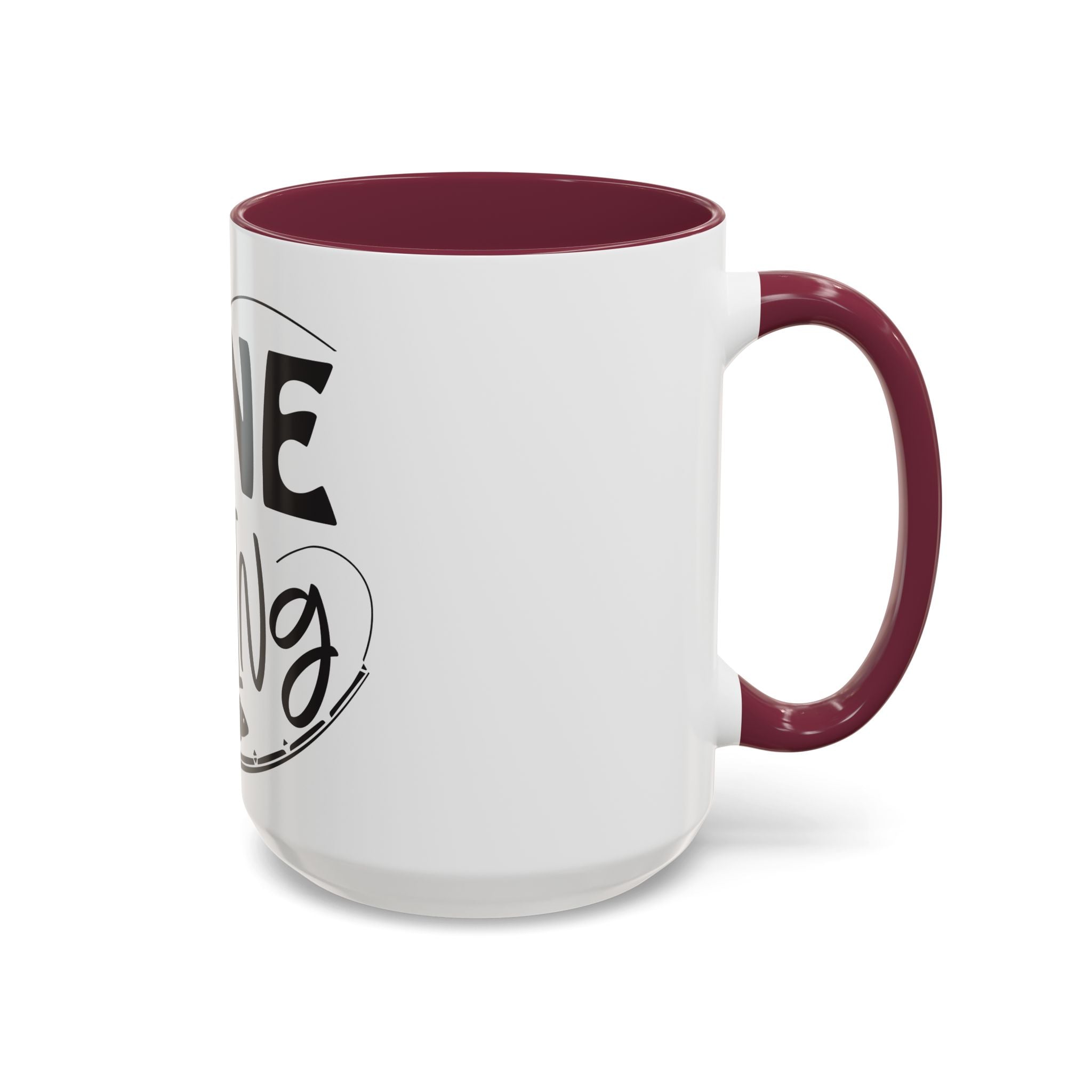 Gone Fishing mug | Fishing typography coffee mug, black handle and rim