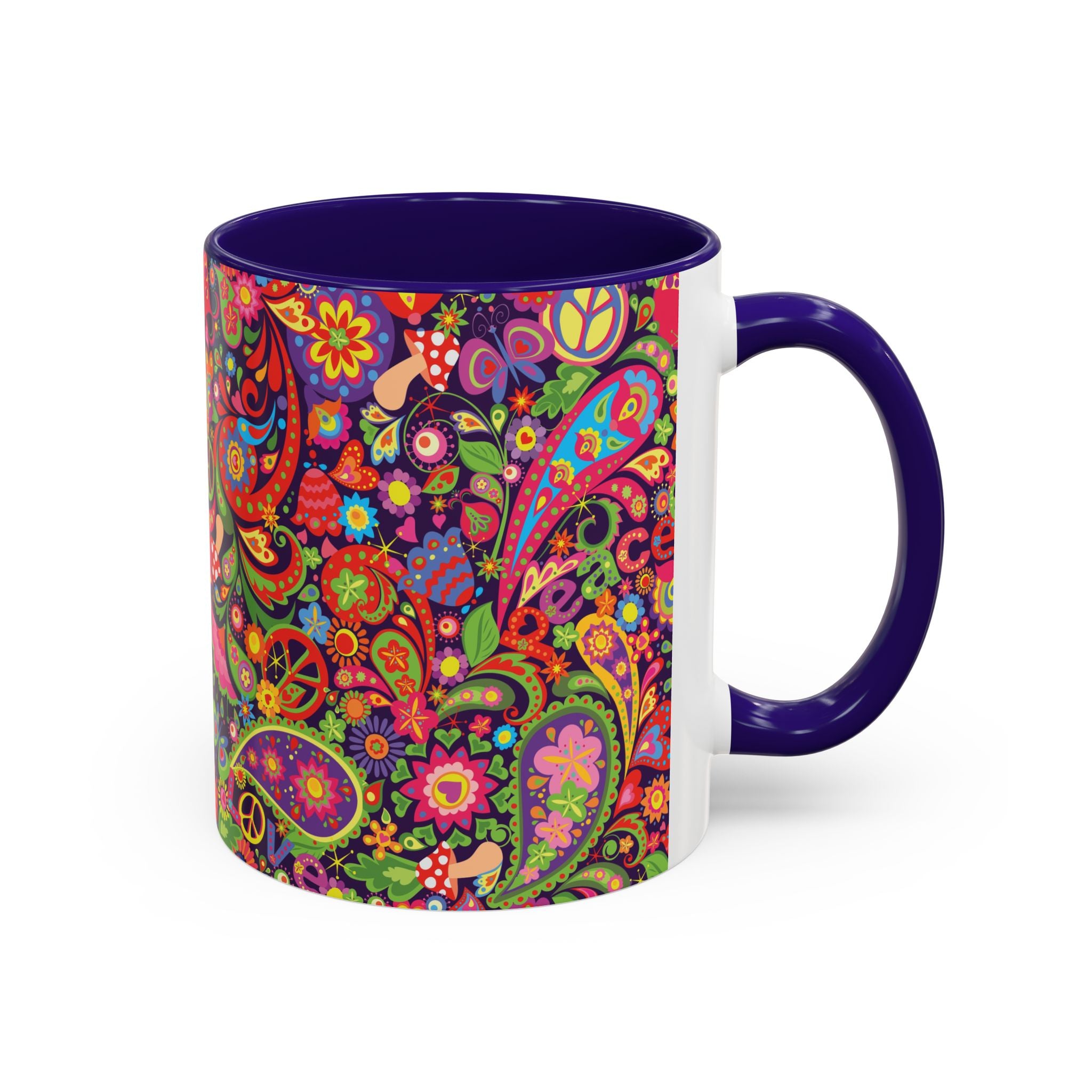 Psychedelic Paisley Peace Mug | Colorful 11oz or 15oz Ceramic
