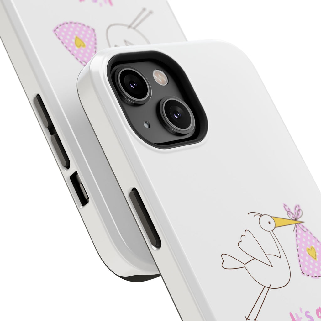 Phone Case - "It's a Girl!" Stork Baby Announcement Impact-Resistant Case