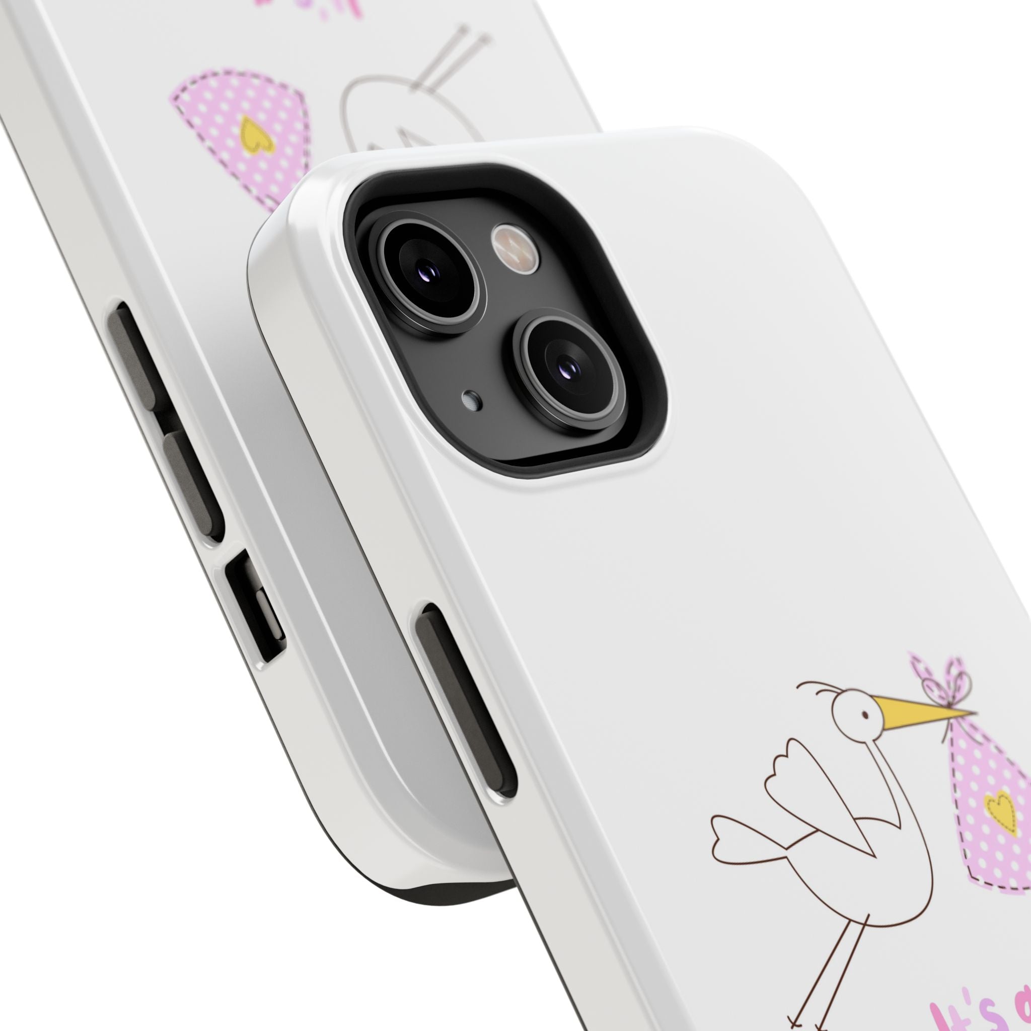 Stork carrying bundle "It's a Girl!" Phone Case | Impact-Resistant Case