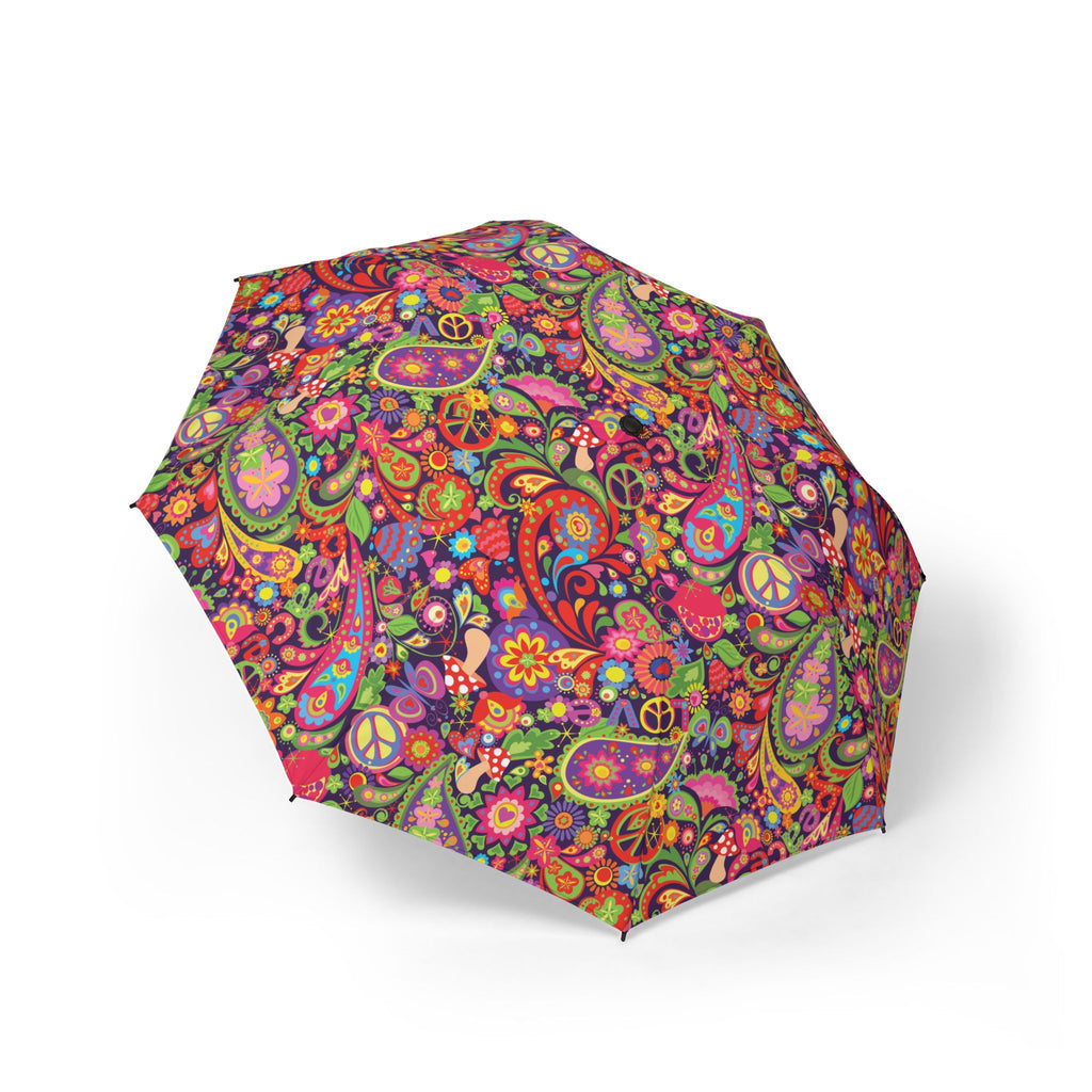 Retro Paisley Peace Pattern Umbrella | Colorful Boho Floral Rain
