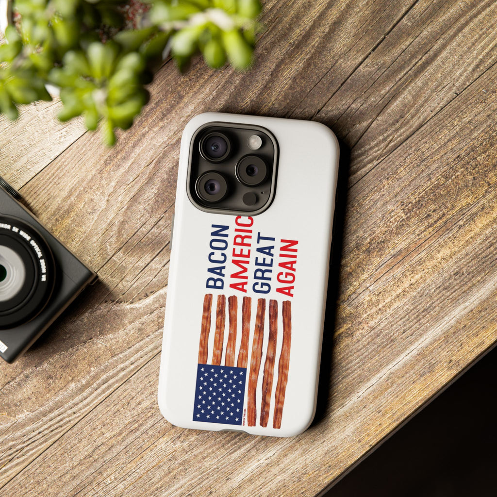 Bacon American Great Again phone case | patriotic bacon flag iPhone case