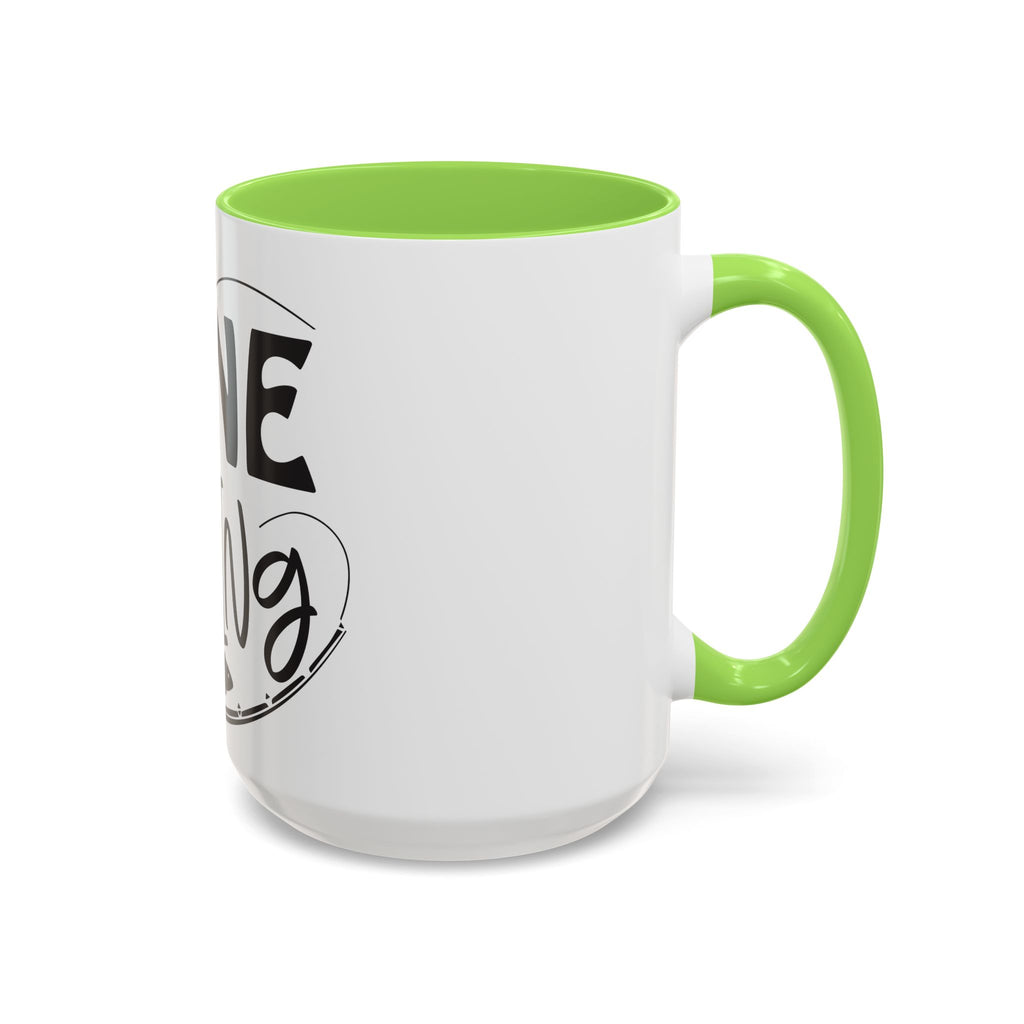 Gone Fishing mug | Fishing typography coffee mug, black handle and rim