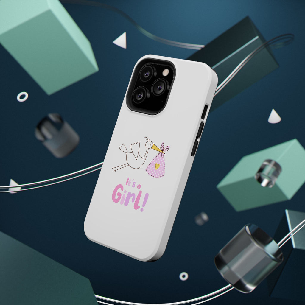 Stork carrying bundle "It's a Girl!" Phone Case | Impact-Resistant Case