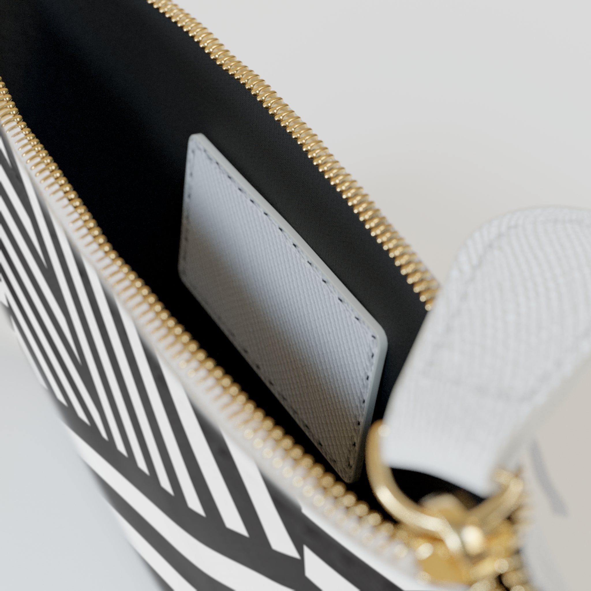 Black White Geometric Stripes Mini Clutch Bag | Modern Optical Pattern