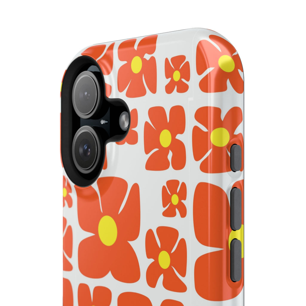Retro Orange Floral Phone Case | Impact-Resistant Case