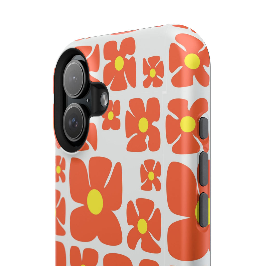 Retro Orange Floral Phone Case | Impact-Resistant Case
