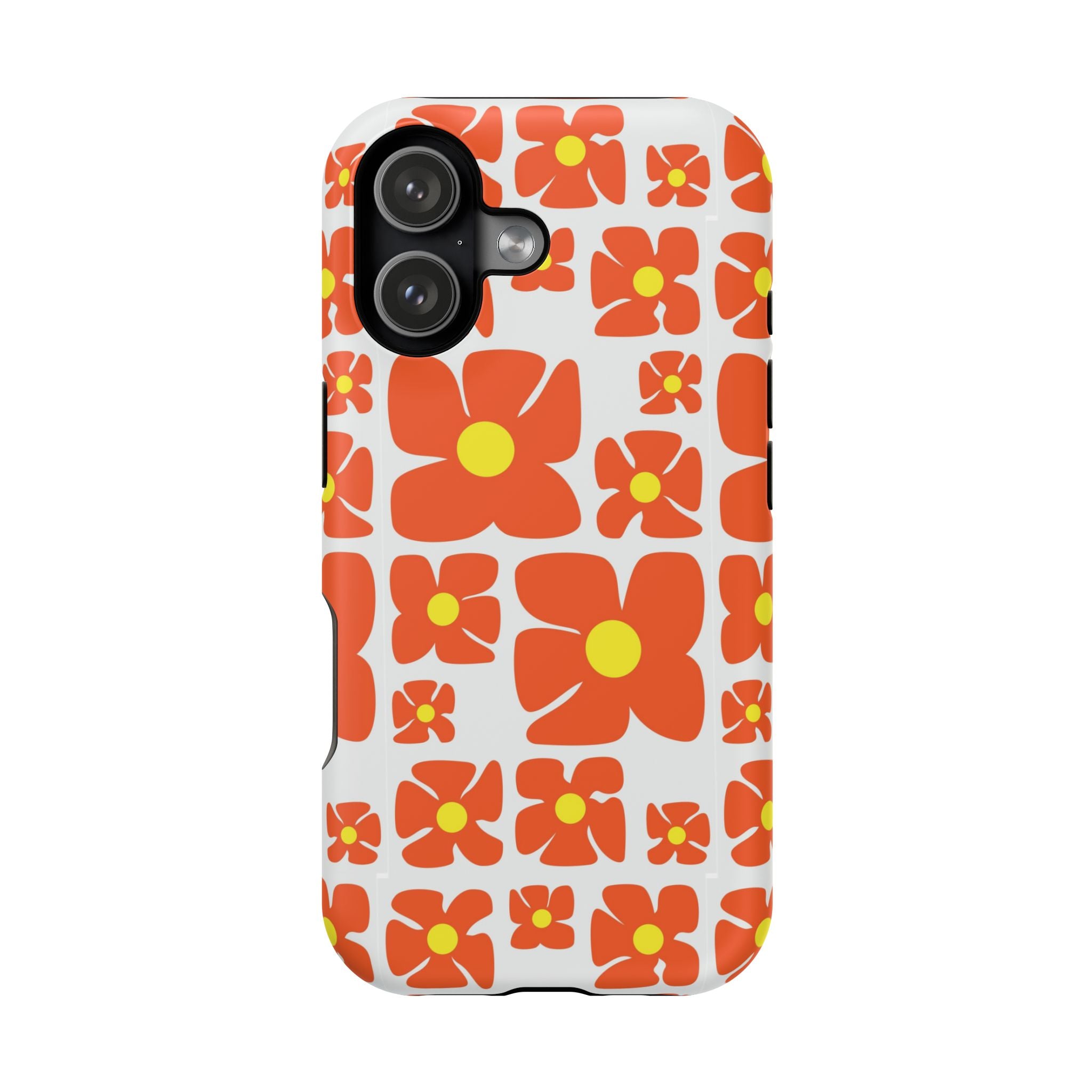 Retro Orange Floral Phone Case | Impact-Resistant Case