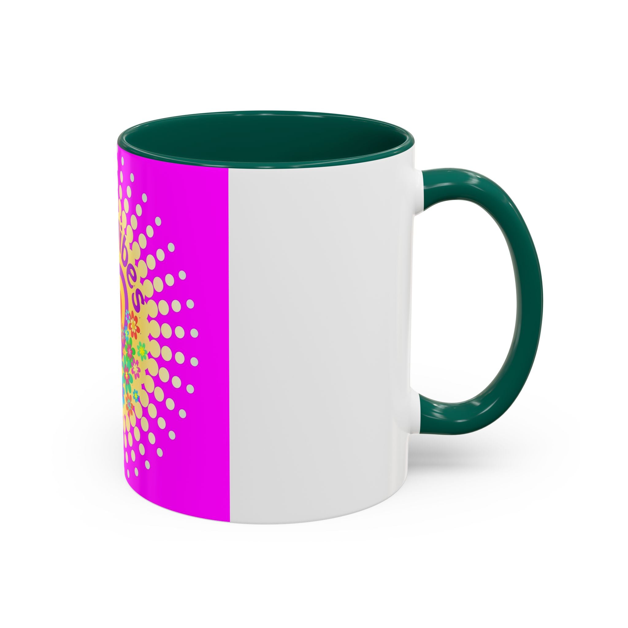 Good Vibes Peace Heart Floral Mug | Colorful 11oz 15oz Ceramic