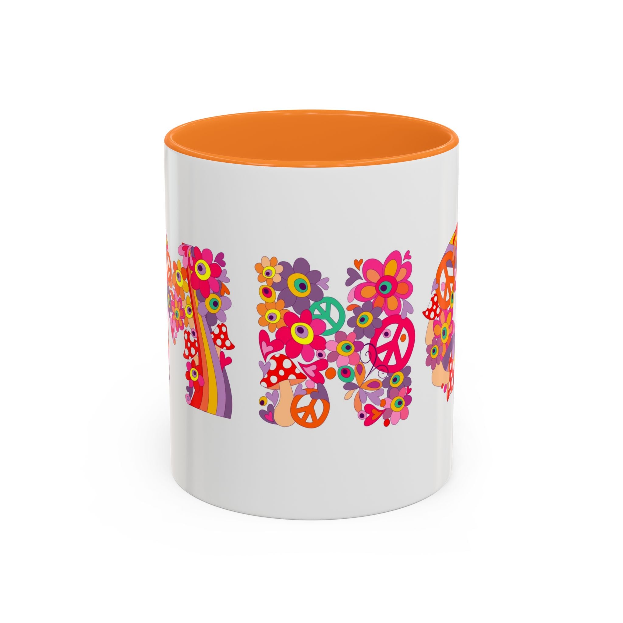 Retro Peace Flower Power Mug | Colorful 70s Hippie Design