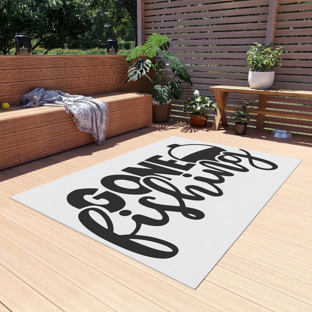 Gone Fishing Outdoor Rug | Fishing Float Graphic Mat
