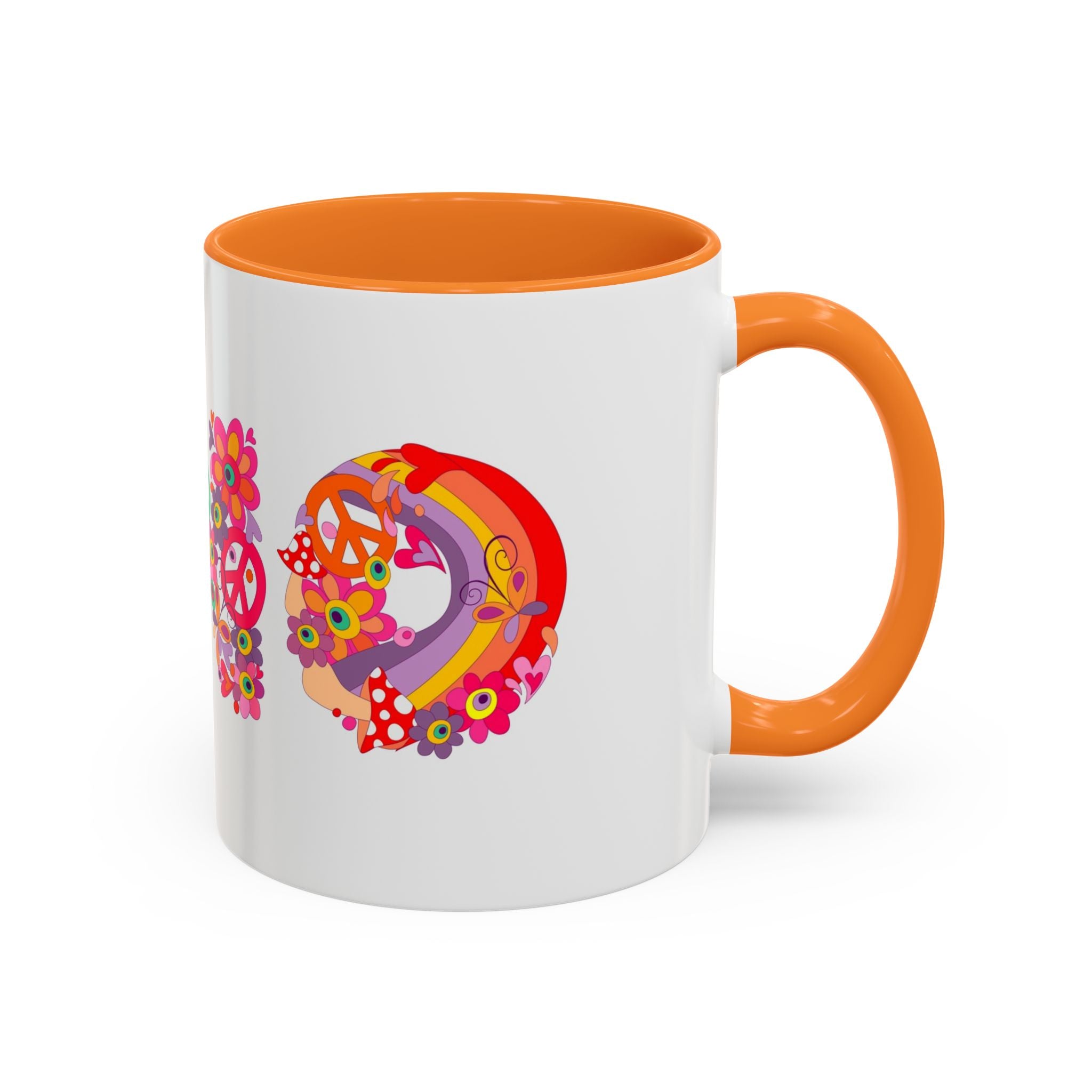 Retro Peace Flower Power Mug | Colorful 70s Hippie Design