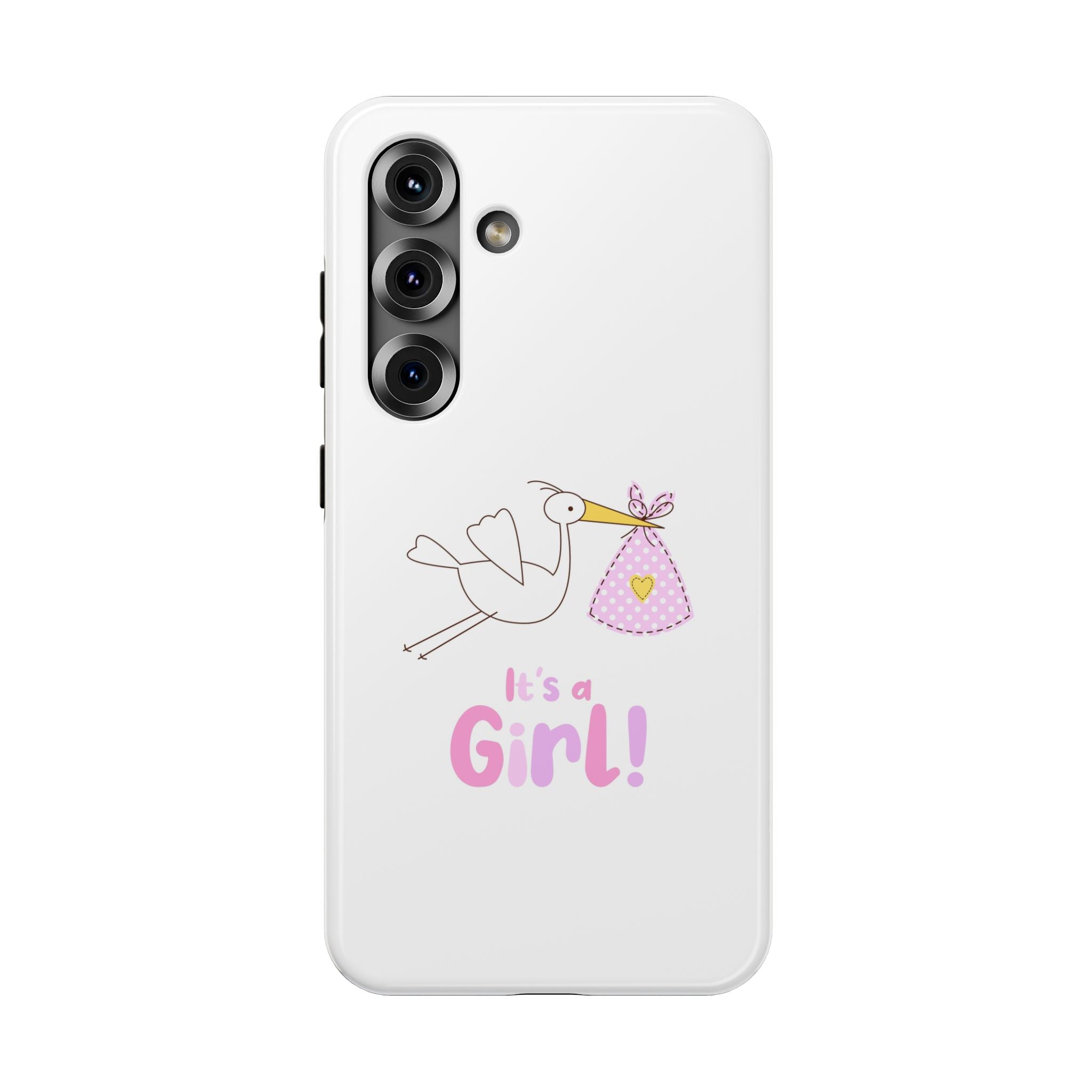 Phone Case - "It's a Girl!" Stork Baby Announcement Impact-Resistant Case