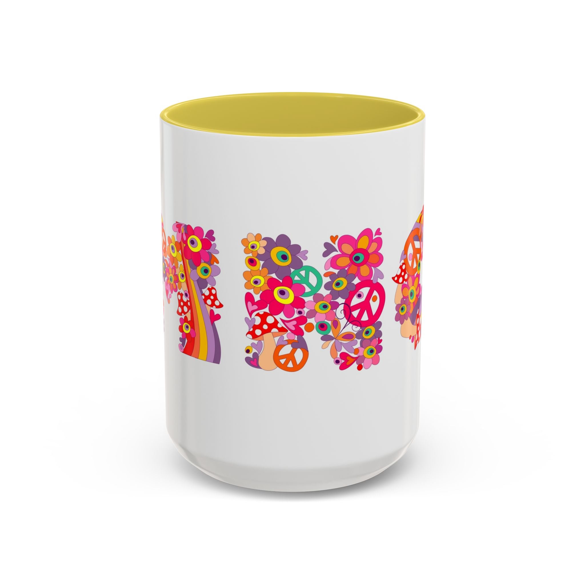Retro Peace Flower Power Mug | Colorful 70s Hippie Design