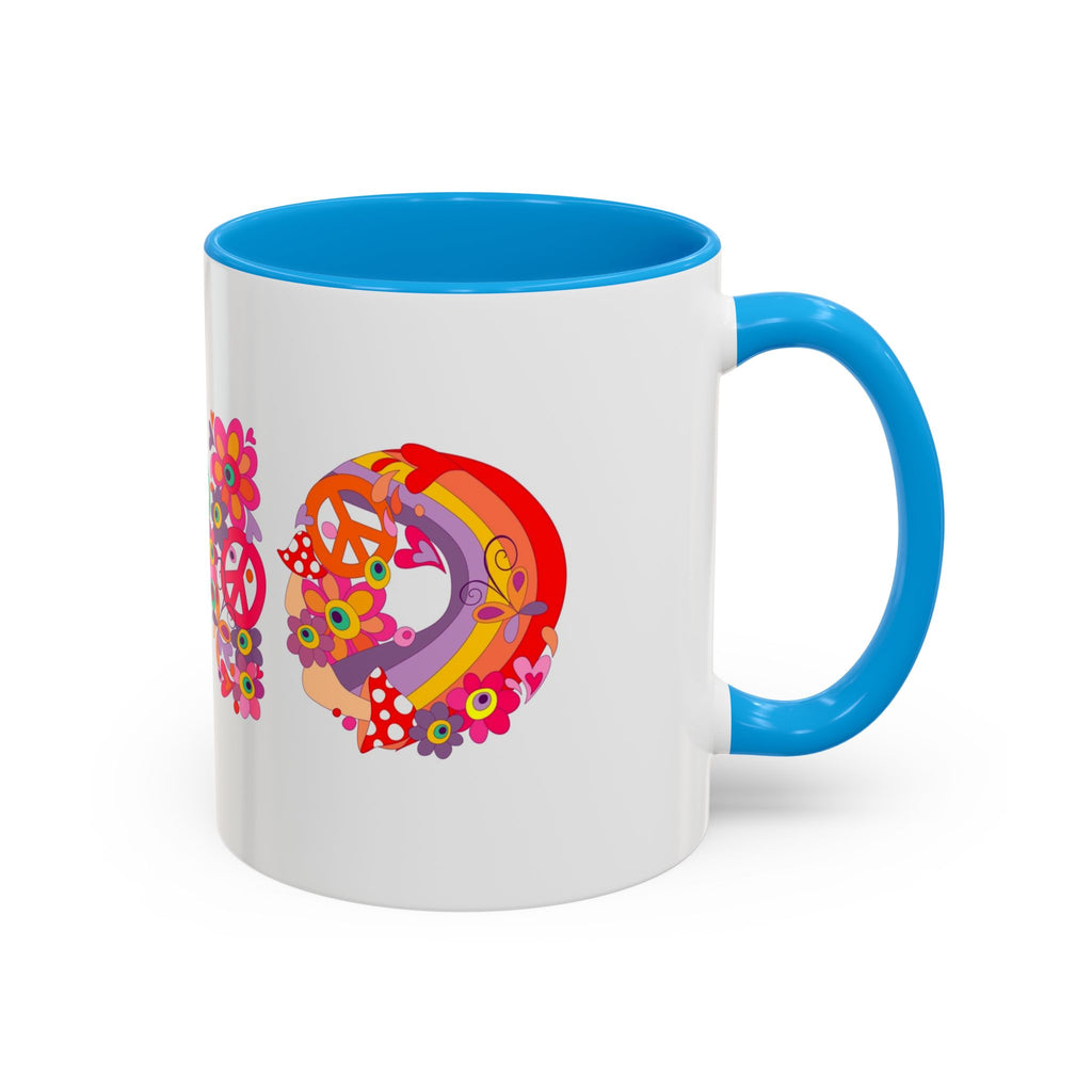 Retro Peace Flower Power Mug | Colorful 70s Hippie Design