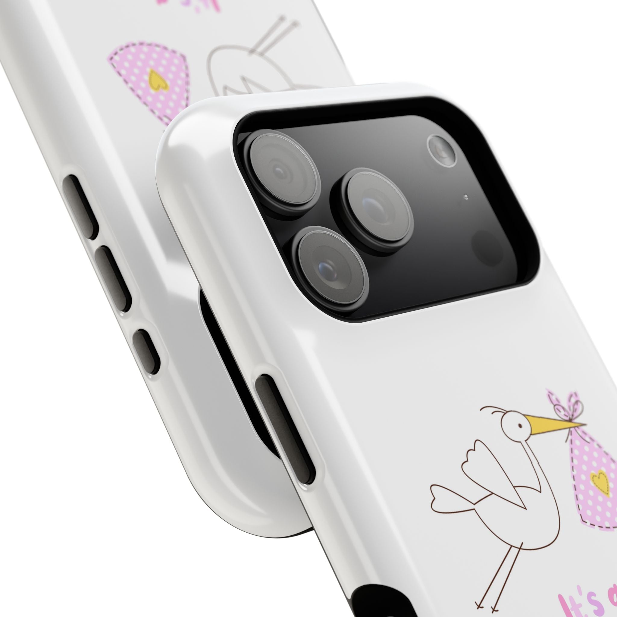 Phone Case - "It's a Girl!" Stork Baby Announcement Impact-Resistant Case
