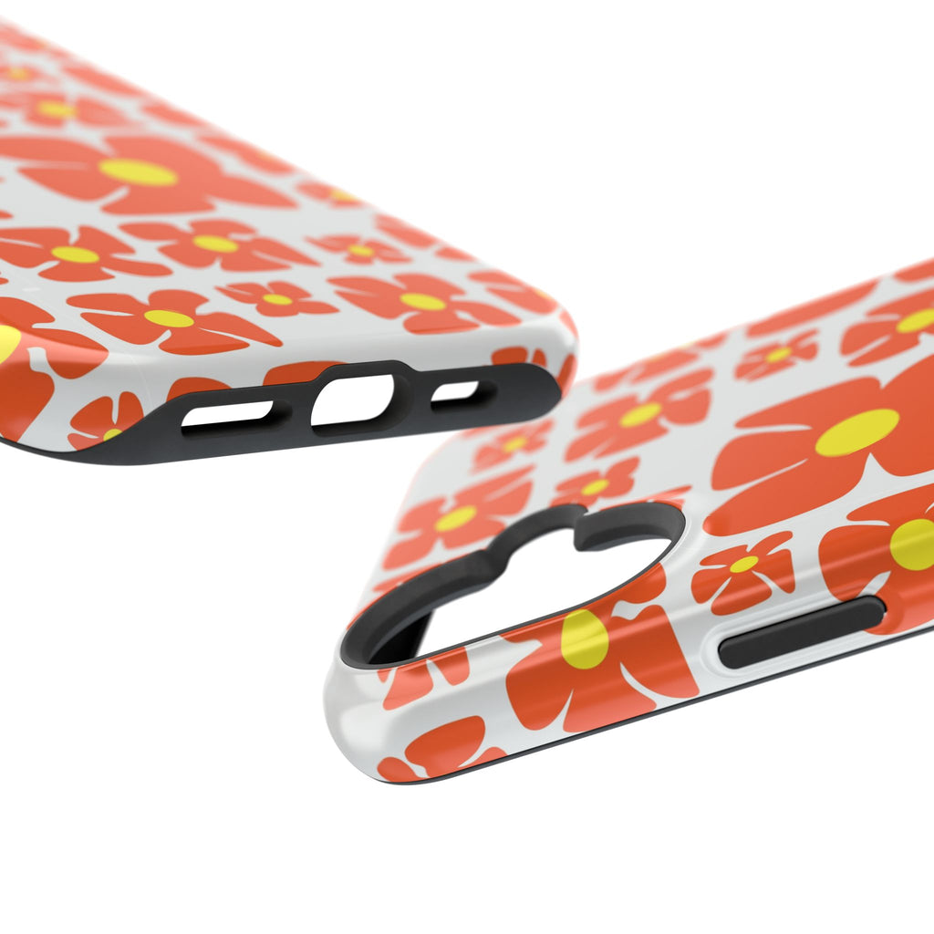 Retro Orange Floral Phone Case | Impact-Resistant Case