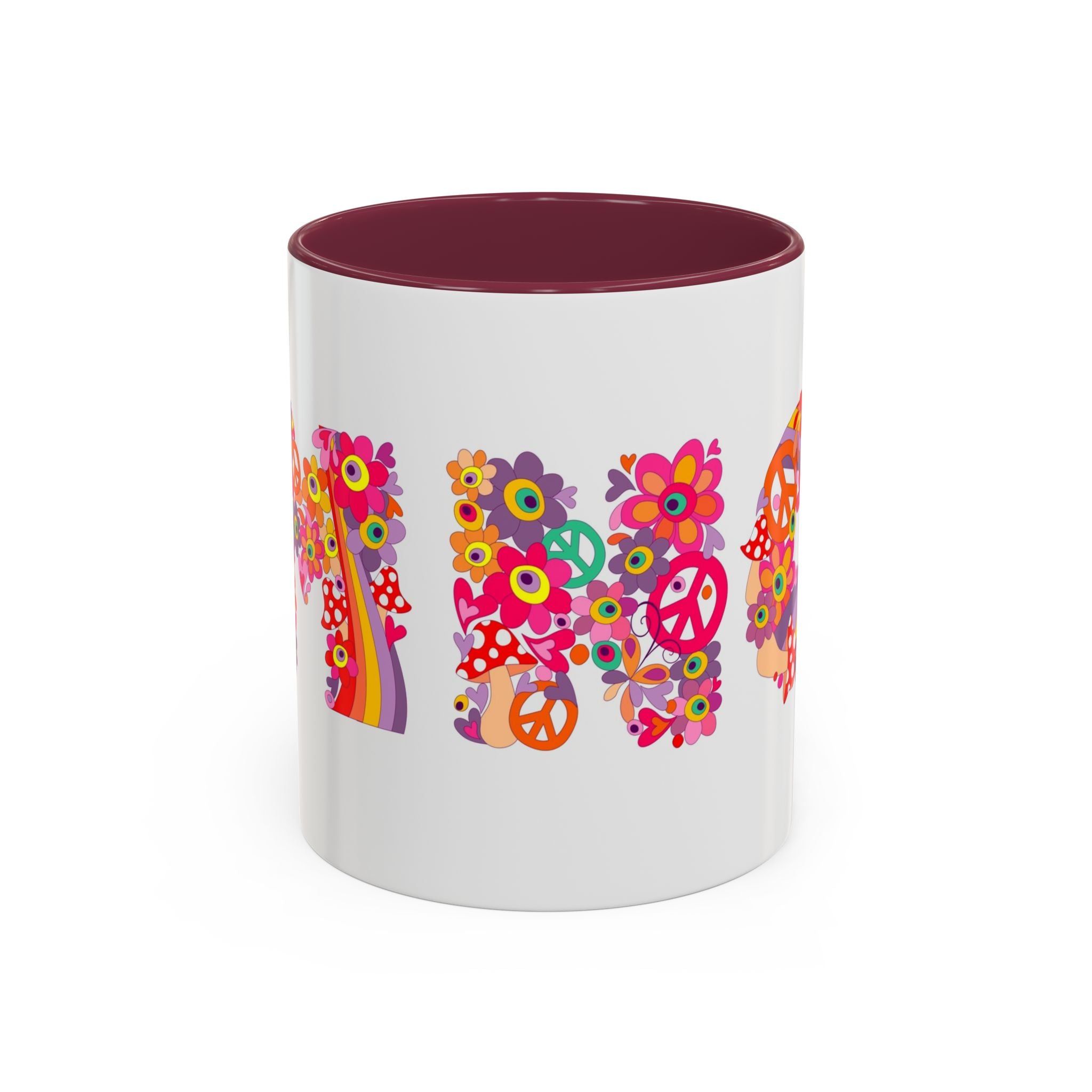 Retro Peace Flower Power Mug | Colorful 70s Hippie Design