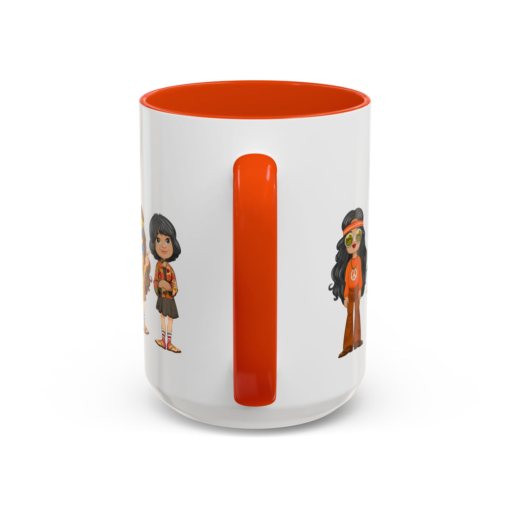 Retro Hippie Characters Mug | 11oz or 15oz Color Accent Ceramic