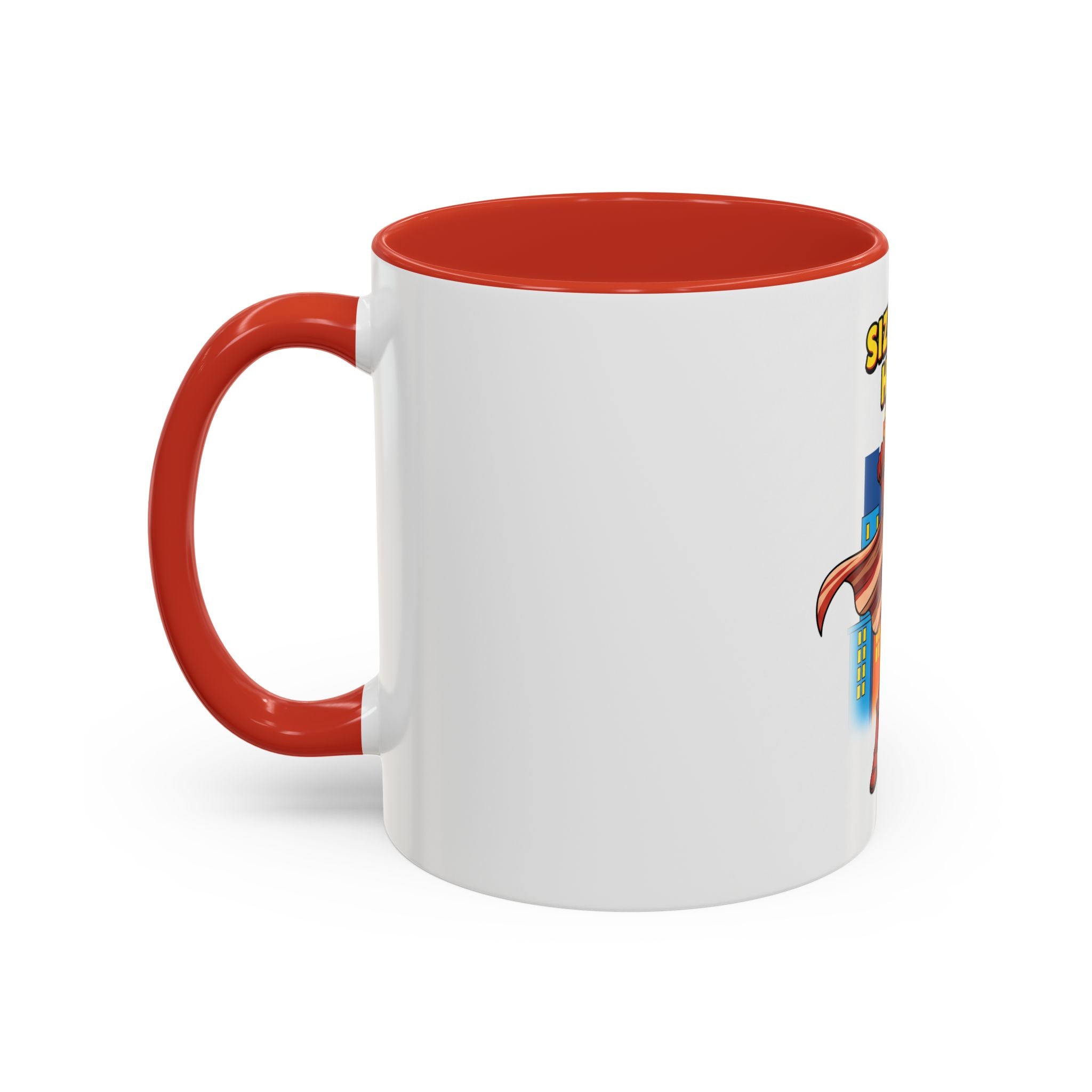 Sizzling Hero Mug | Accent Coffee Mug 11oz 15oz, Superhero City Design