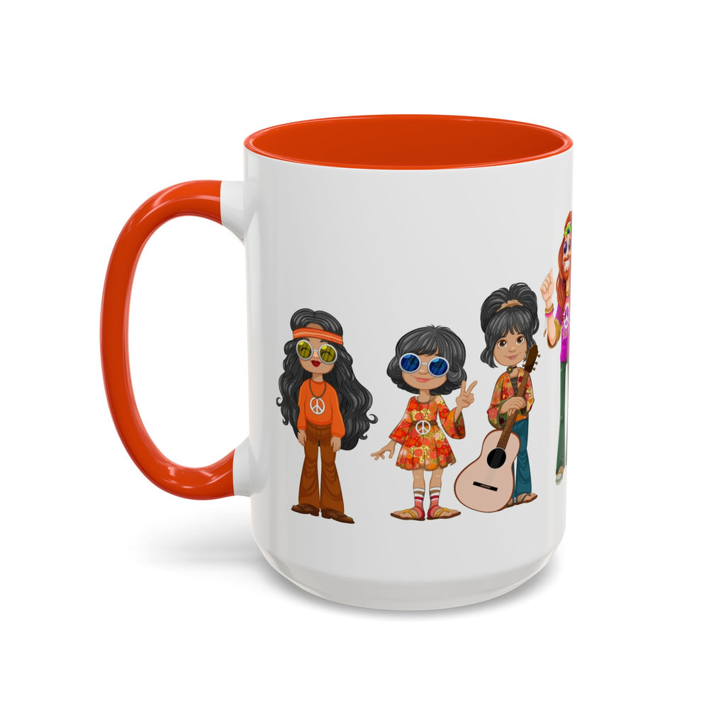 Retro Hippie Characters Mug | 11oz or 15oz Color Accent Ceramic