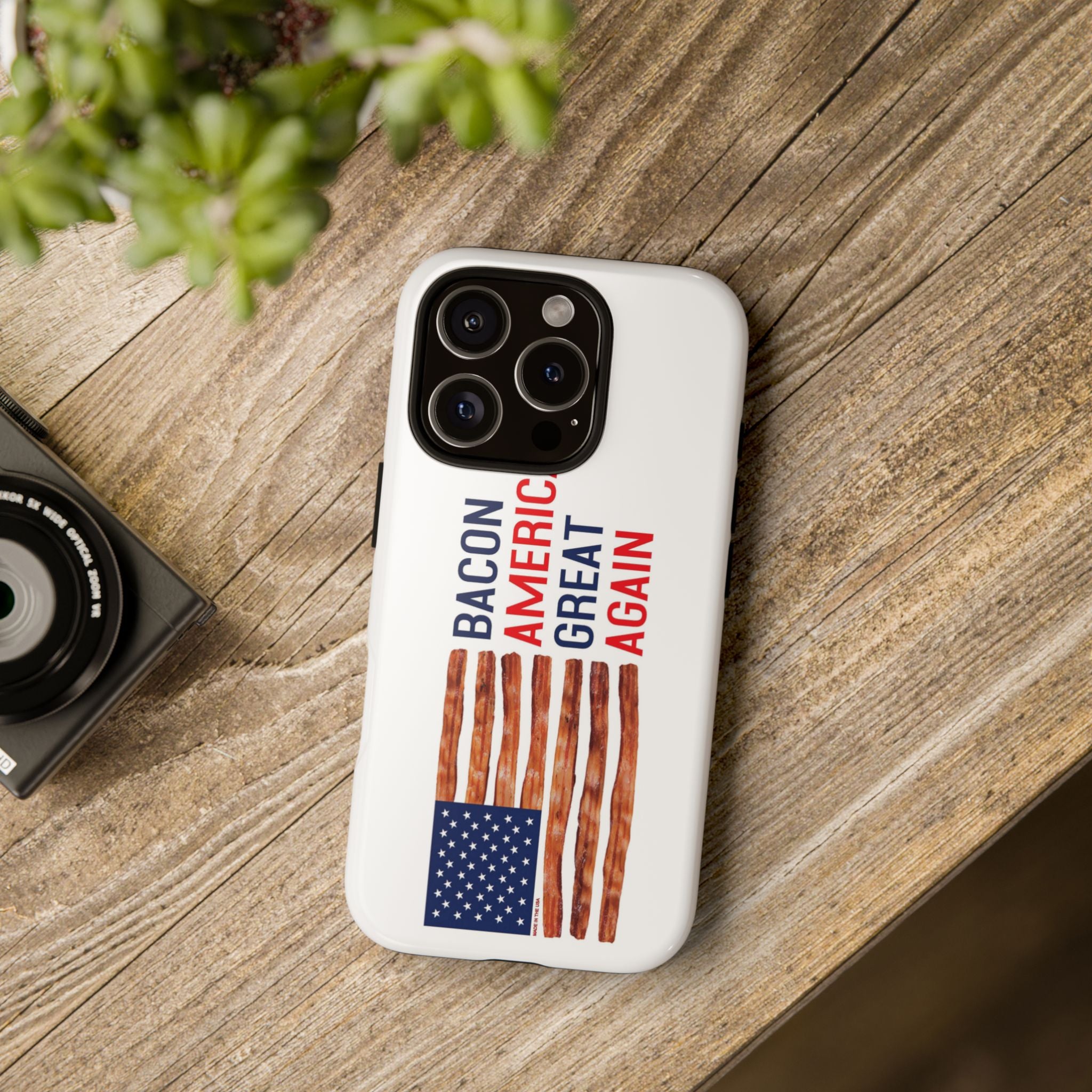 Bacon American Great Again phone case | patriotic bacon flag iPhone case