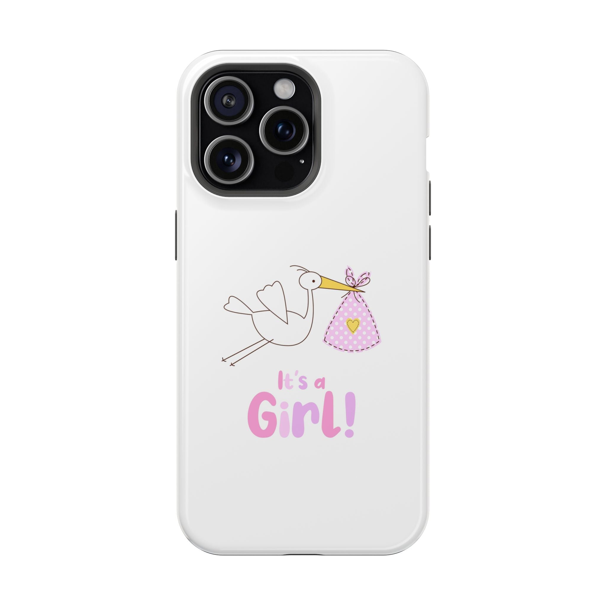 Phone Case - "It's a Girl!" Stork Baby Announcement Impact-Resistant Case