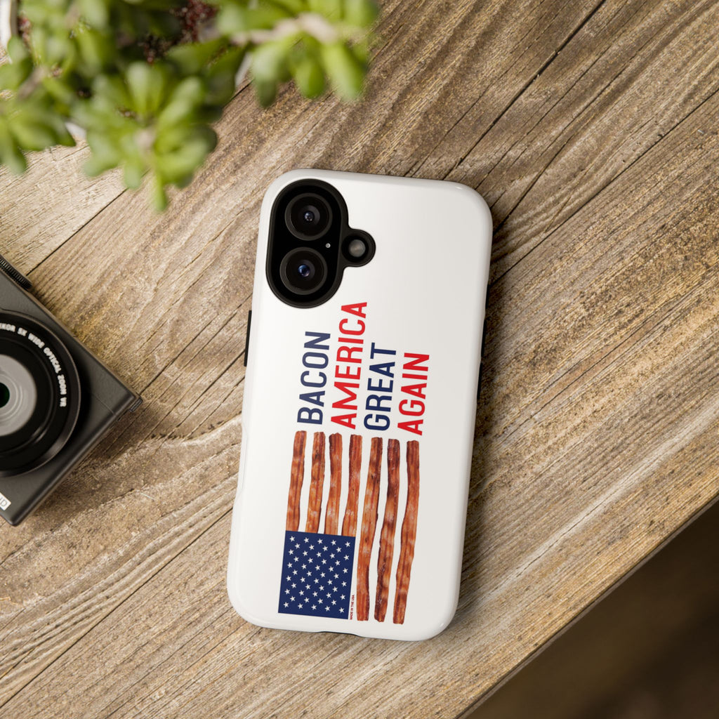 Bacon American Great Again phone case | patriotic bacon flag iPhone case
