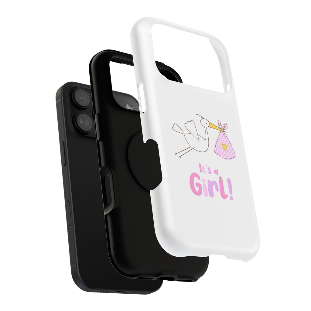 Phone Case - "It's a Girl!" Stork Baby Announcement Impact-Resistant Case