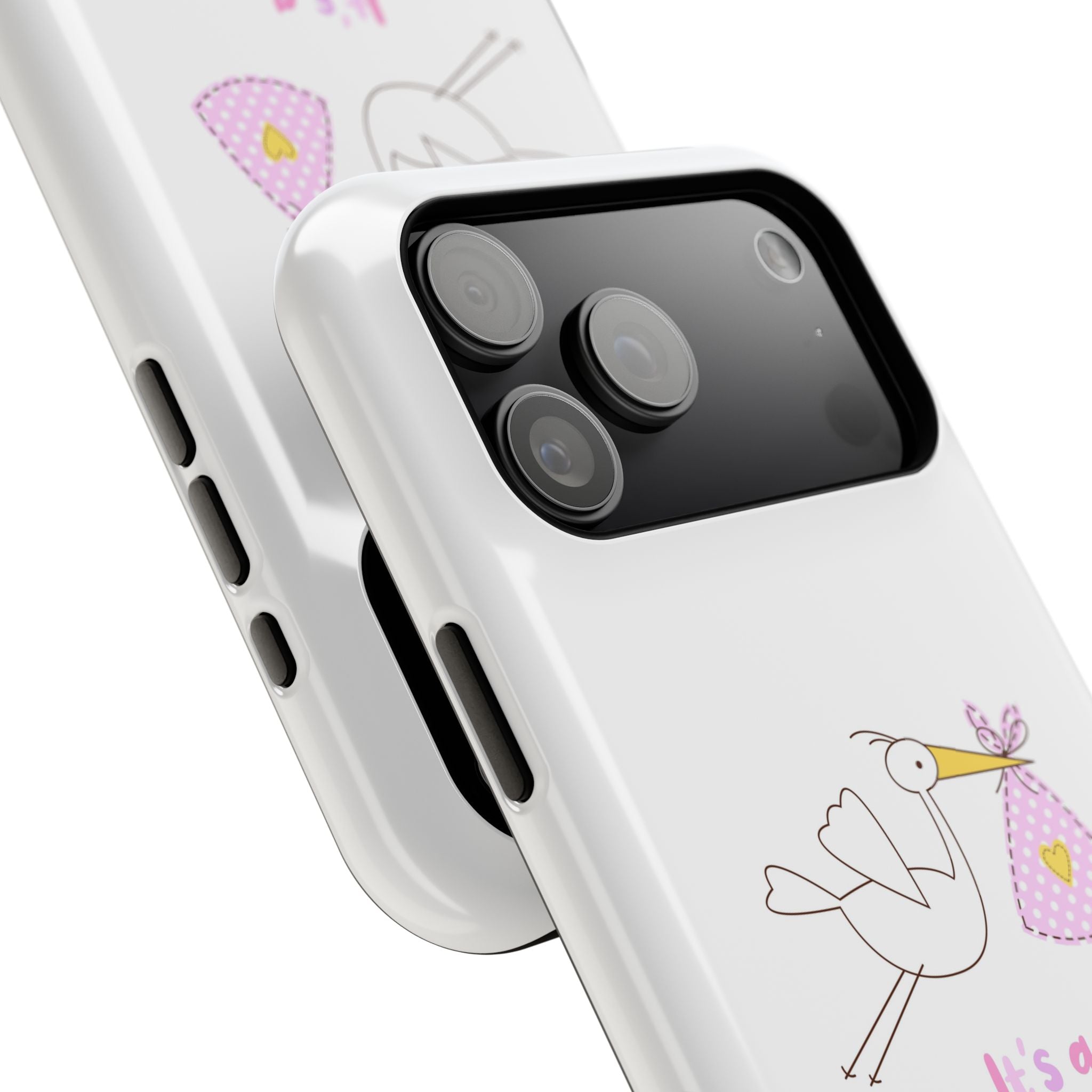 Phone Case - "It's a Girl!" Stork Baby Announcement Impact-Resistant Case