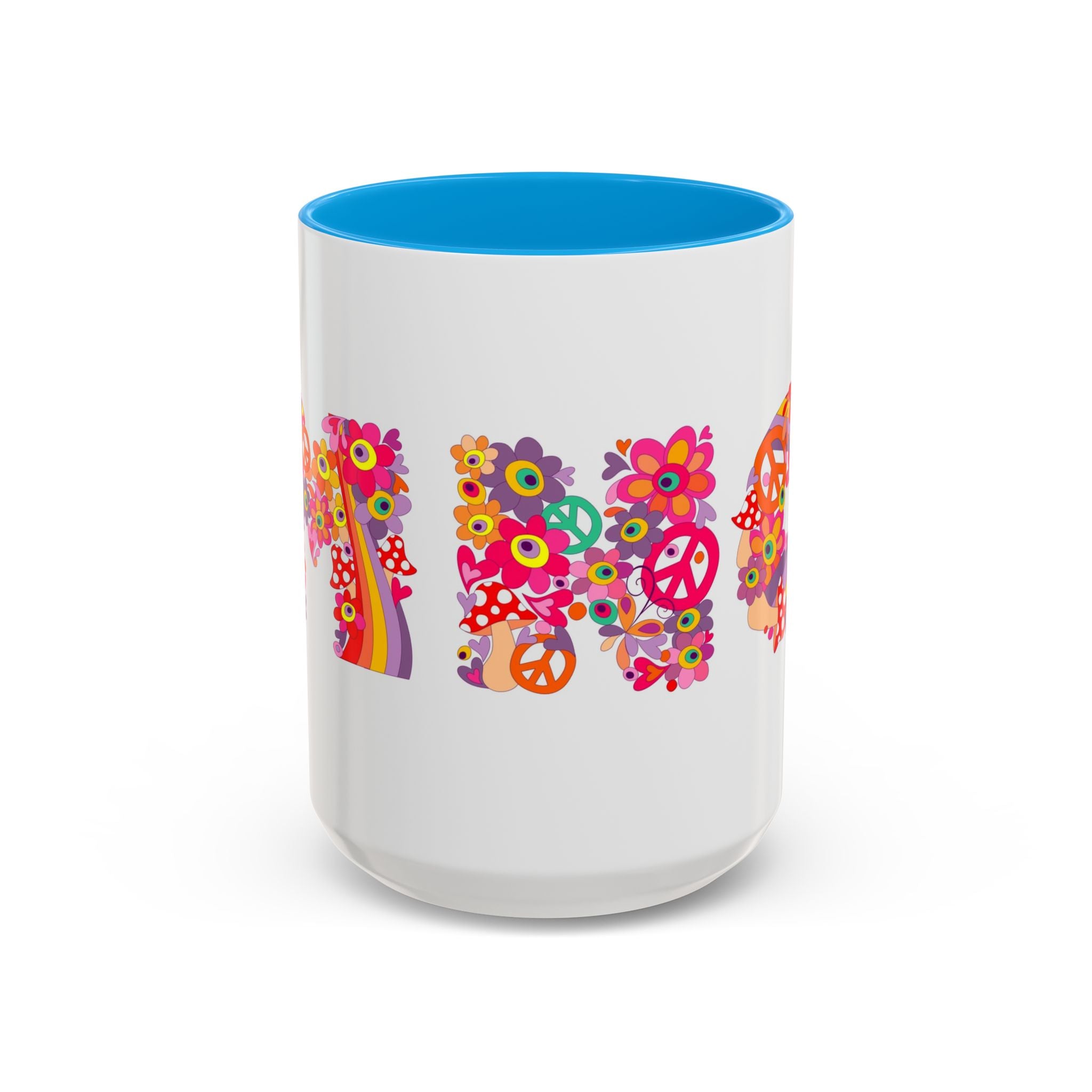 Retro Peace Flower Power Mug | Colorful 70s Hippie Design