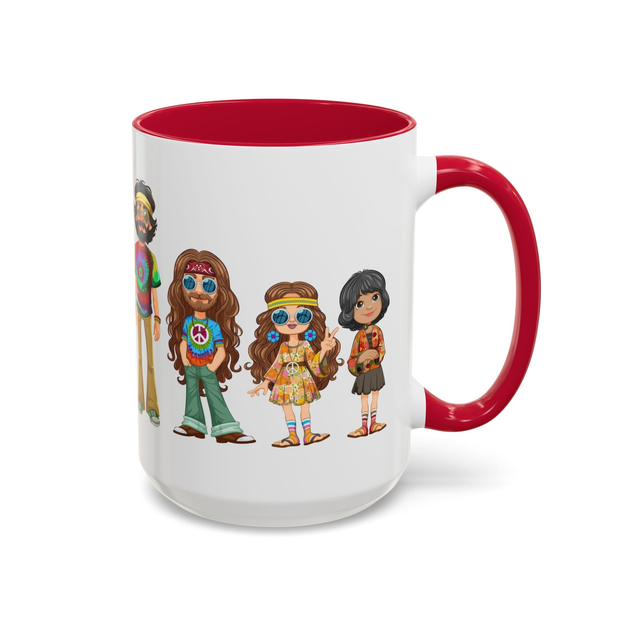Retro Hippie Characters Mug | 11oz or 15oz Color Accent Ceramic