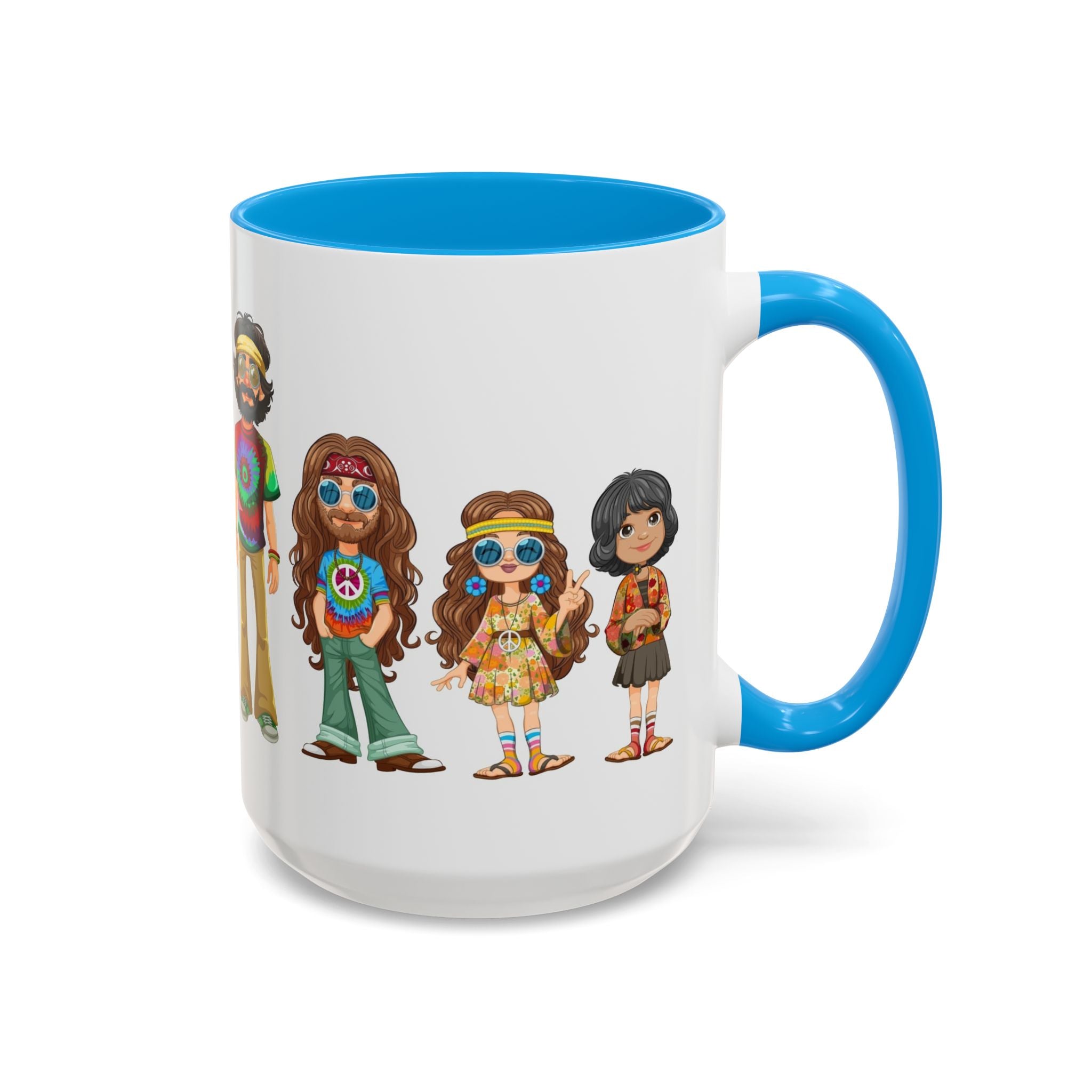 Retro Hippie Characters Mug | 11oz or 15oz Color Accent Ceramic