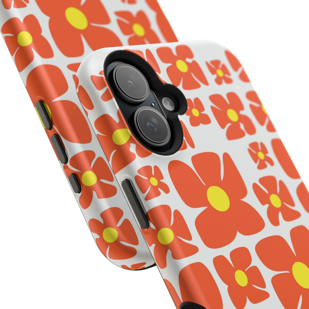 Retro Orange Floral Phone Case | Impact-Resistant Case