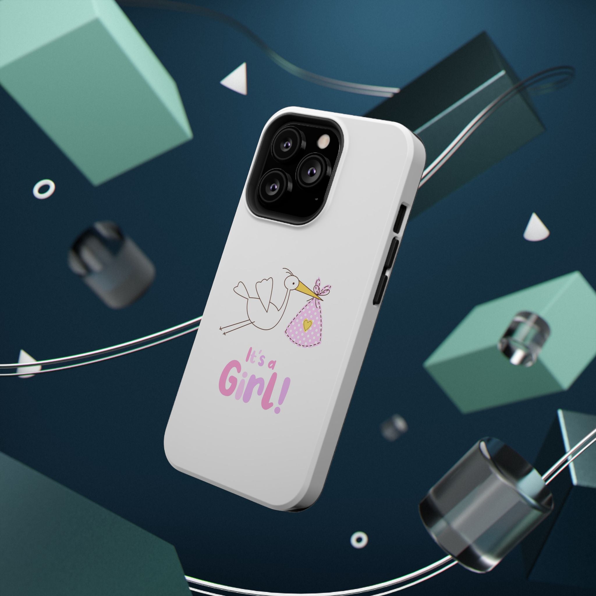 Phone Case - "It's a Girl!" Stork Baby Announcement Impact-Resistant Case