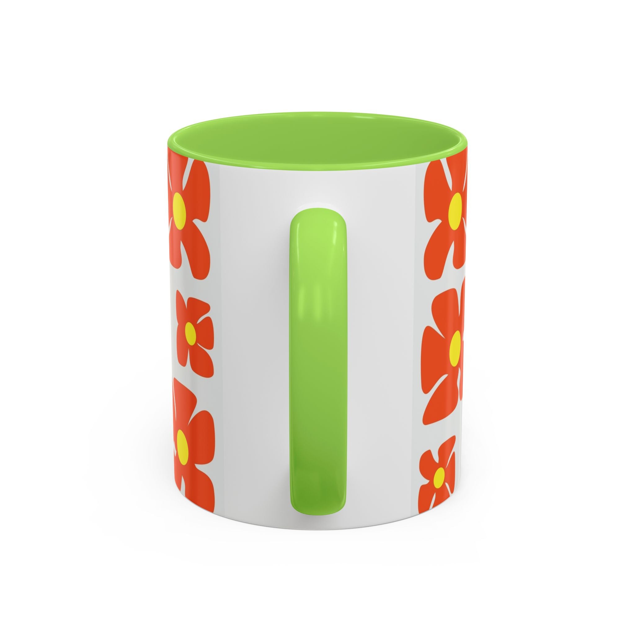 Retro Orange Flower Pattern Mug | 11oz 15oz Colorful Ceramic