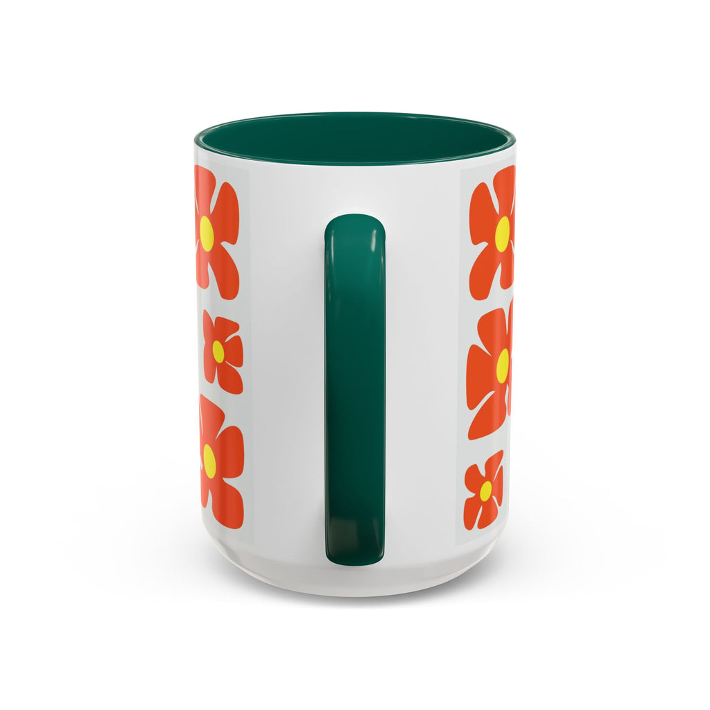 Retro Orange Flower Pattern Mug | 11oz 15oz Colorful Ceramic