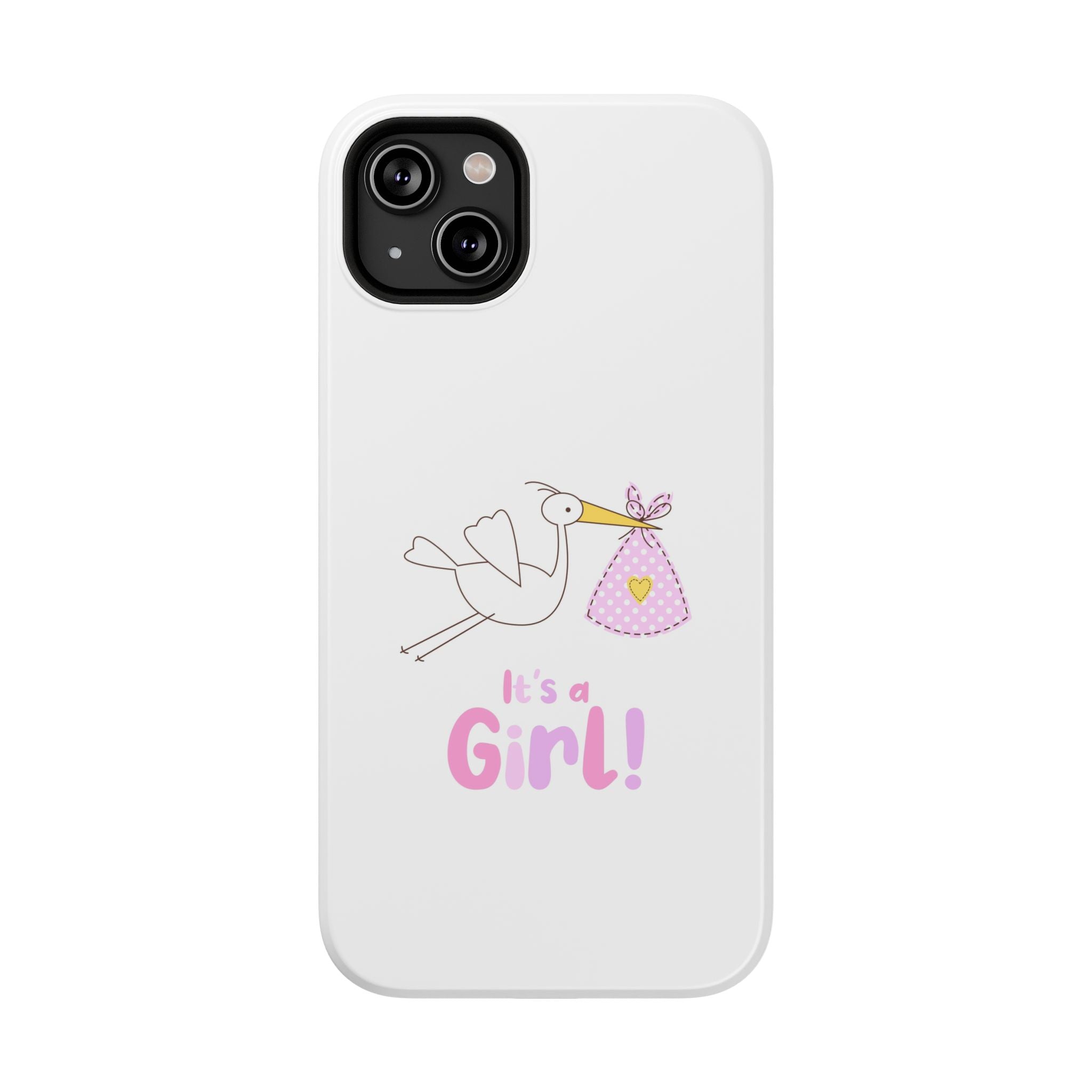 Phone Case - "It's a Girl!" Stork Baby Announcement Impact-Resistant Case