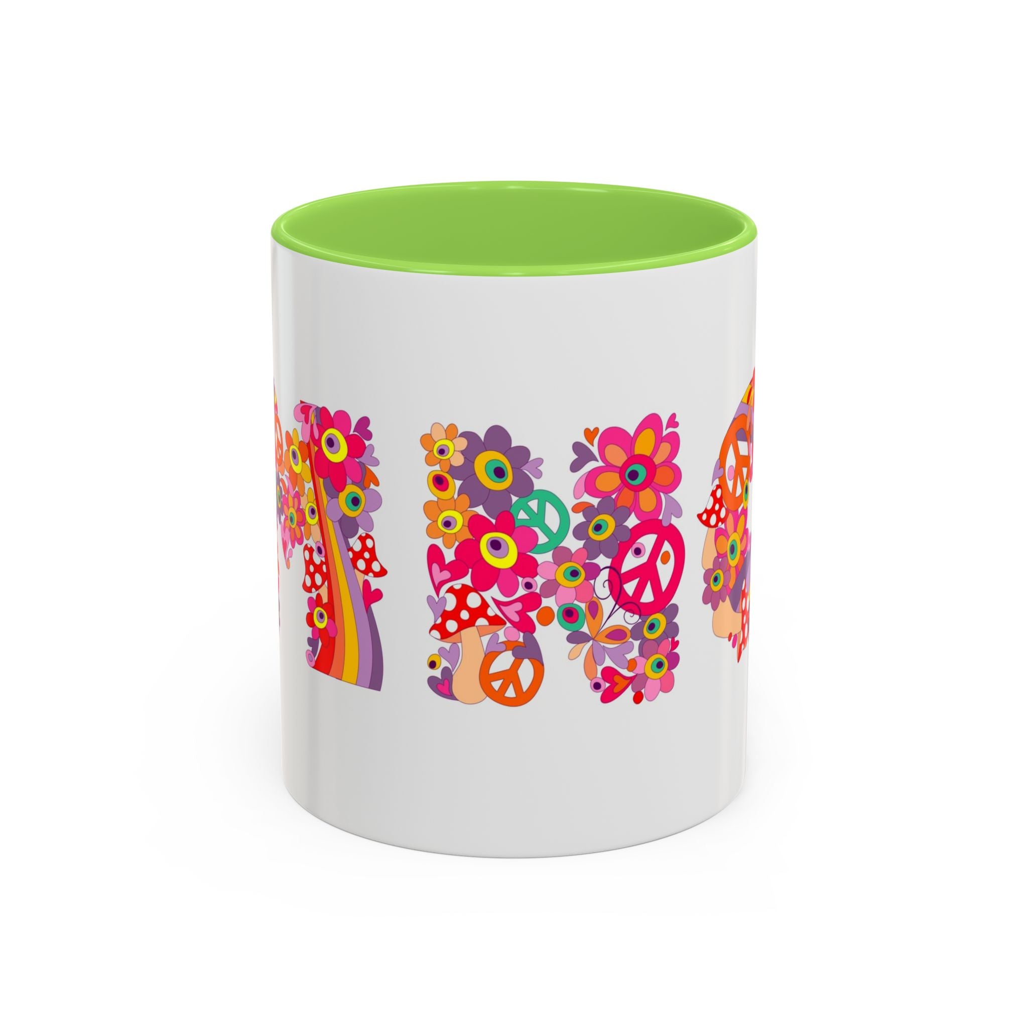 Retro Peace Flower Power Mug | Colorful 70s Hippie Design