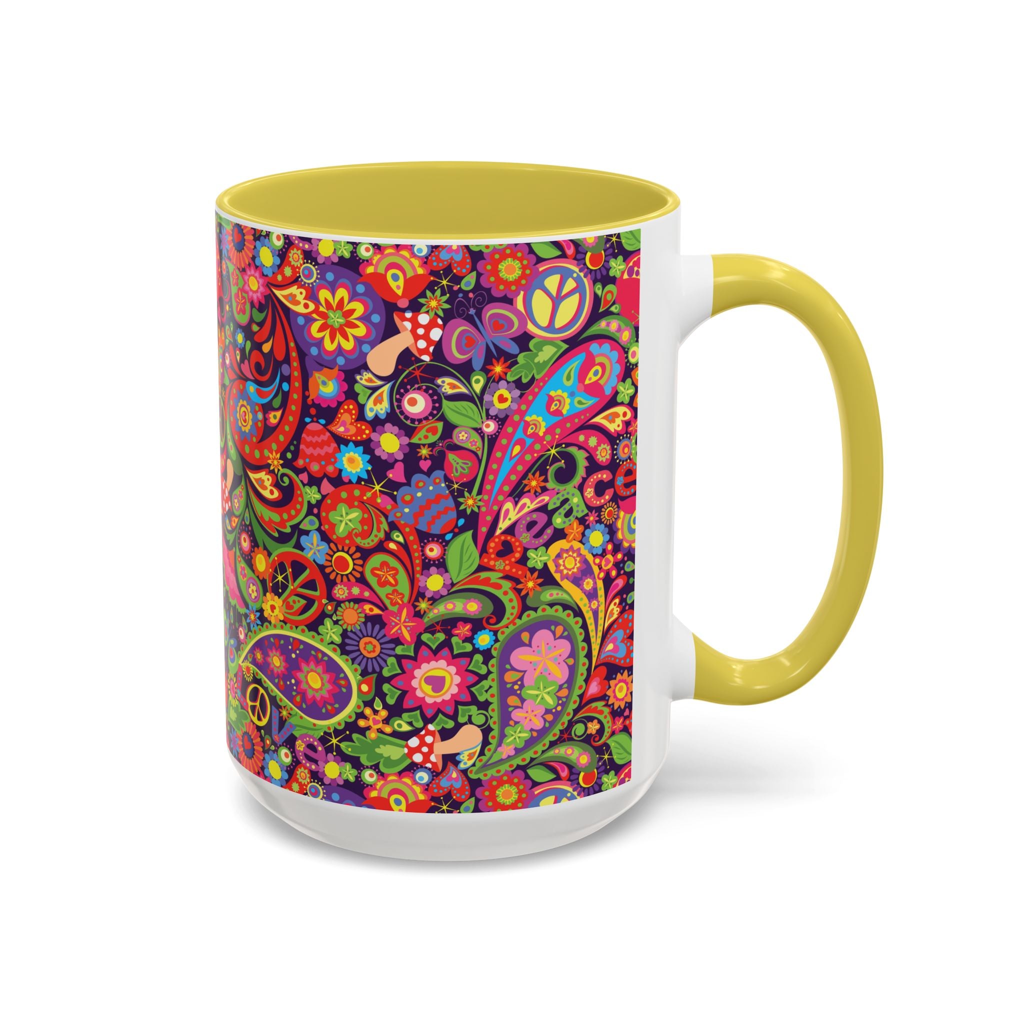 Psychedelic Paisley Peace Mug | Colorful 11oz or 15oz Ceramic