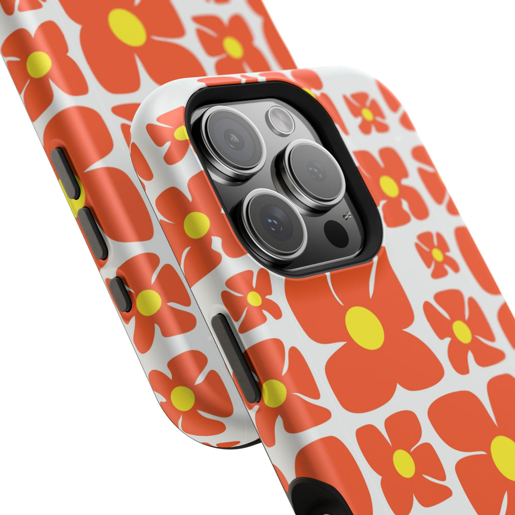 Retro Orange Floral Phone Case | Impact-Resistant Case