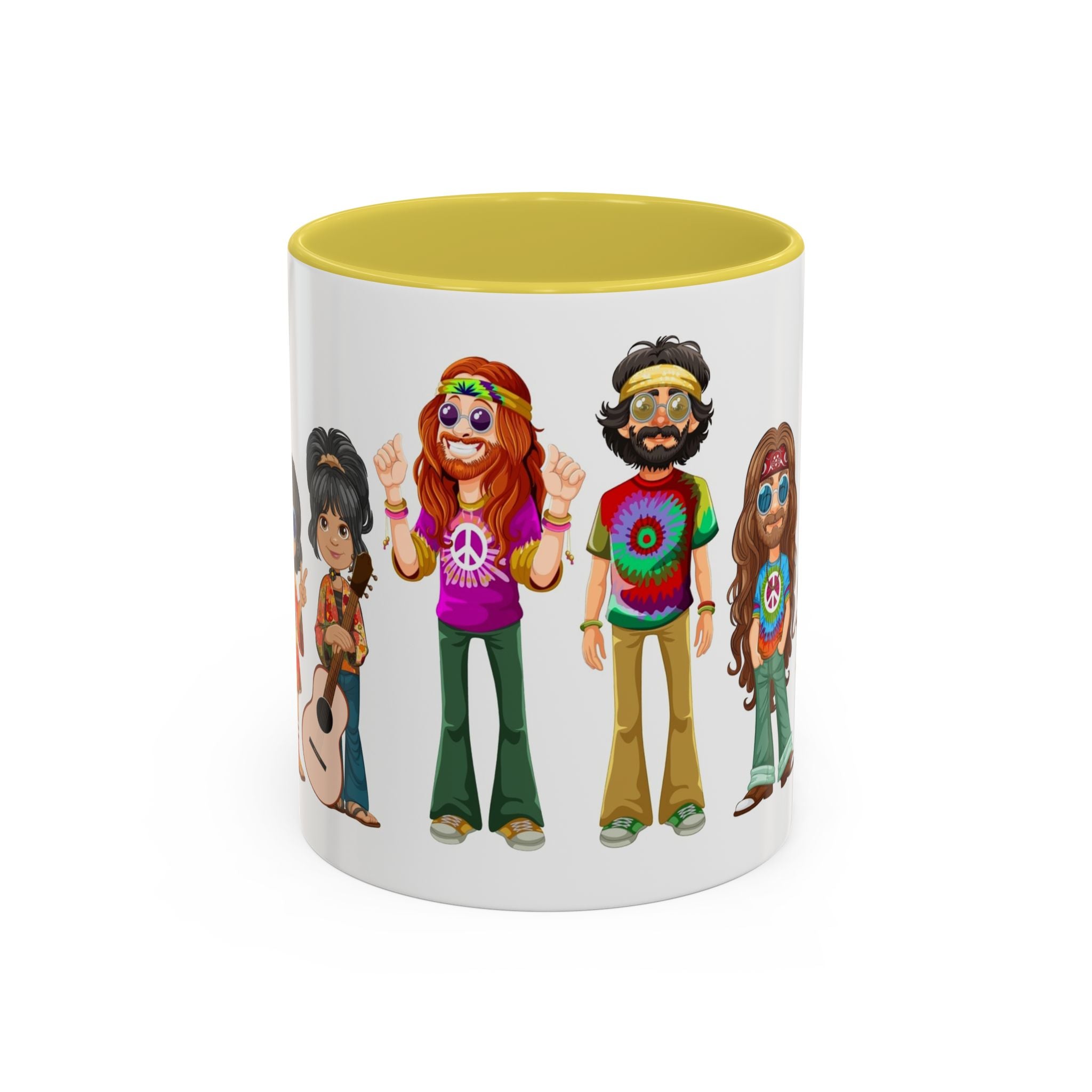 Retro Hippie Characters Mug | 11oz or 15oz Color Accent Ceramic