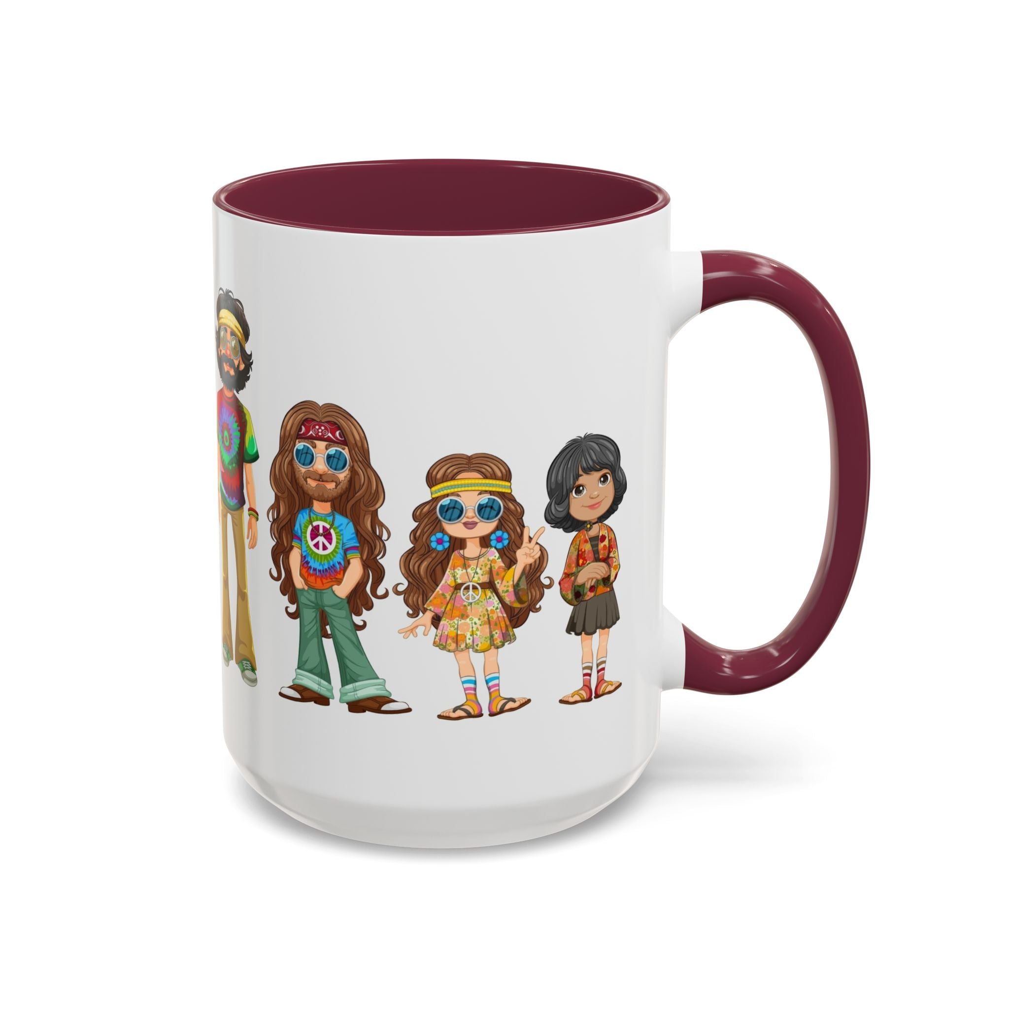 Retro Hippie Characters Mug | 11oz or 15oz Color Accent Ceramic