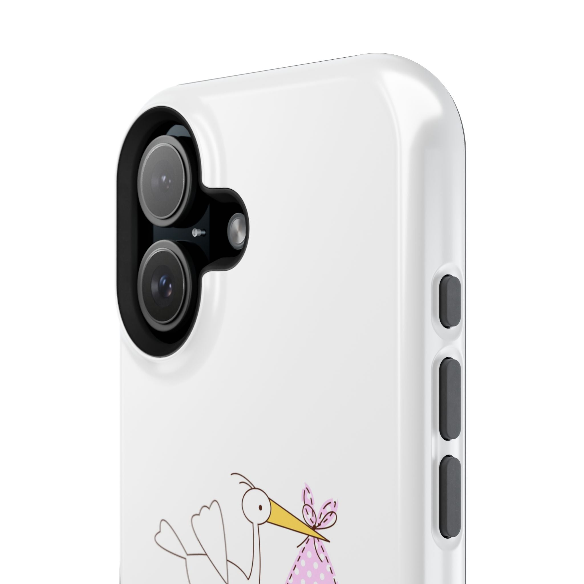 Stork carrying bundle "It's a Girl!" Phone Case | Impact-Resistant Case