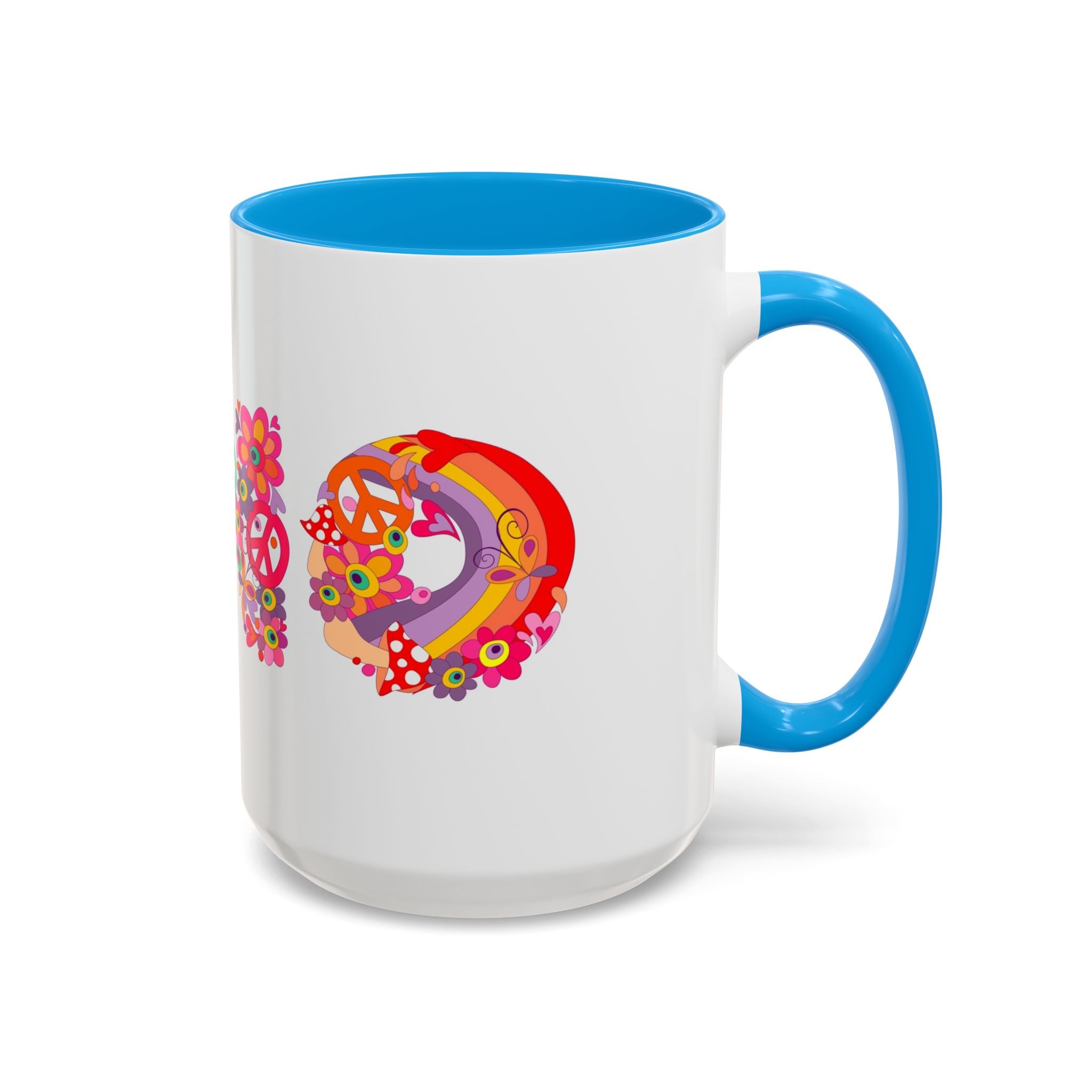 Retro Peace Flower Power Mug | Colorful 70s Hippie Design