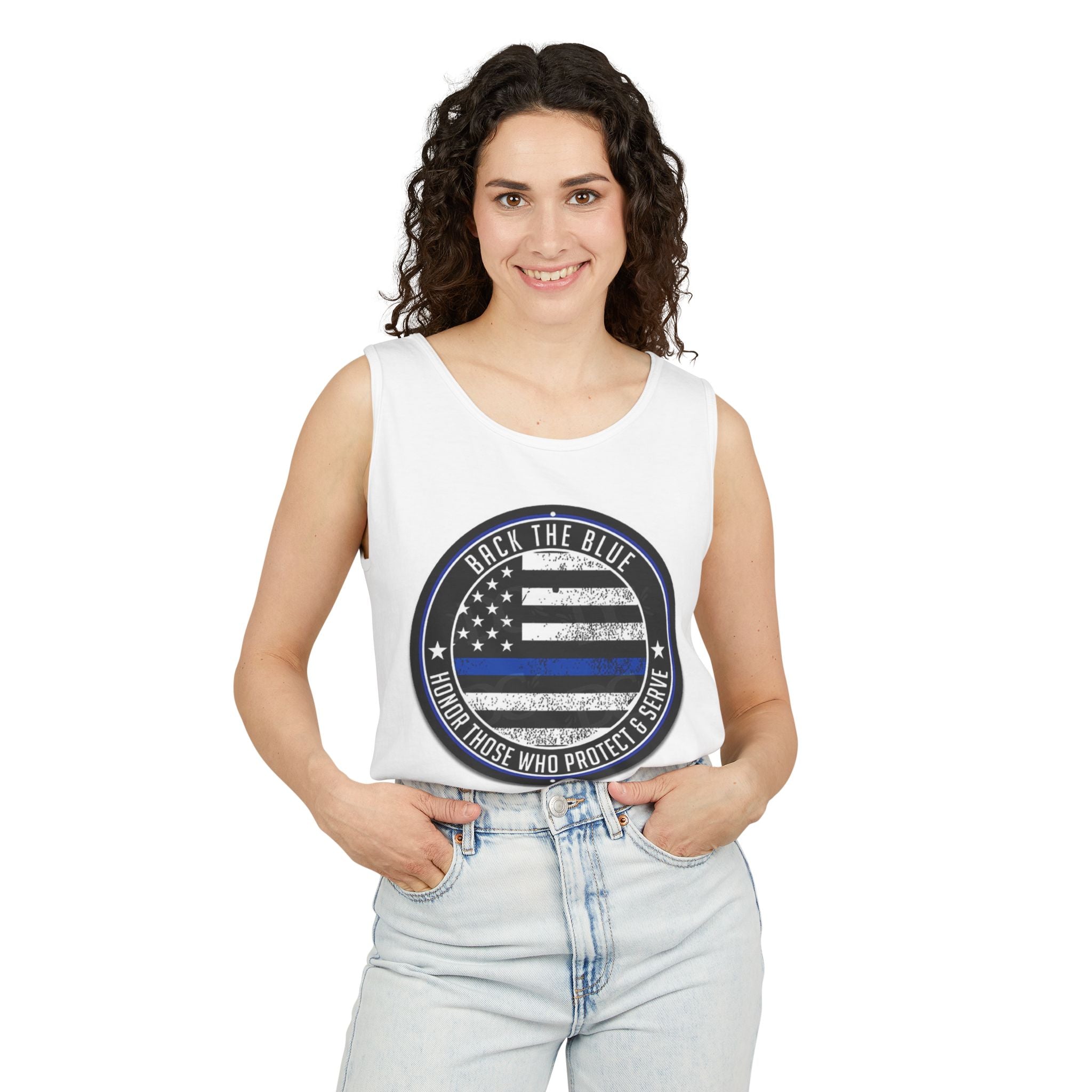 Back the Blue Thin Line Flag Tank Top | Support Law Enforcement
