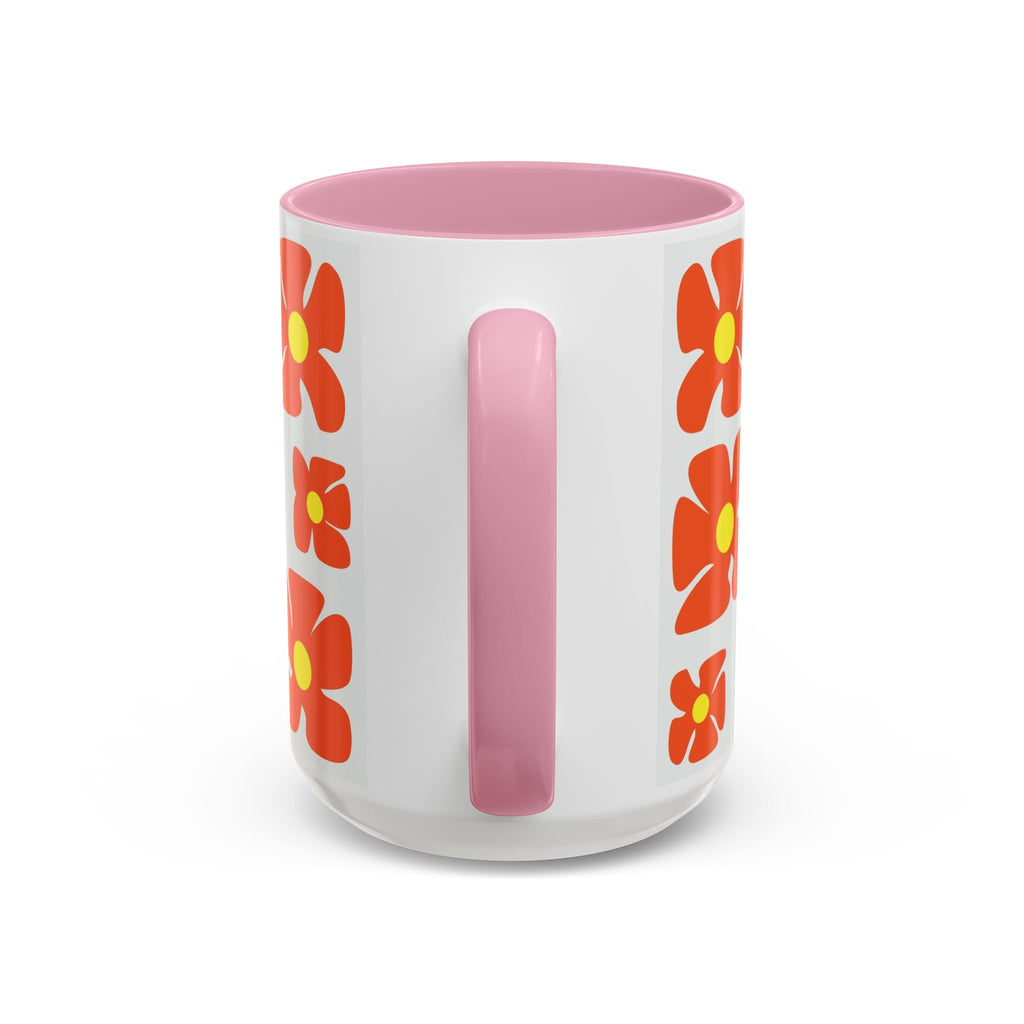 Retro Orange Flower Pattern Mug | 11oz 15oz Colorful Ceramic