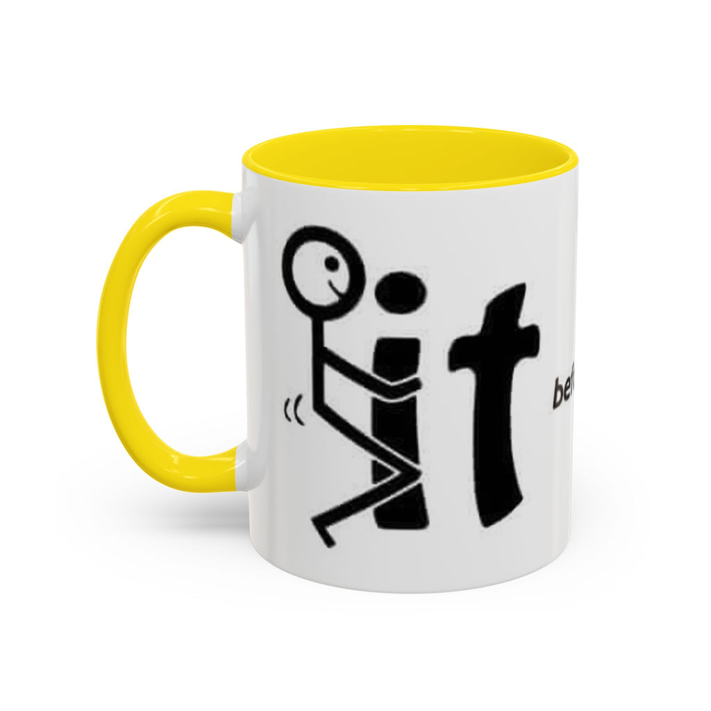 Sit Before It Mug | Funny Stick Figure Coffee Cup, Morning Routine Accent Mug