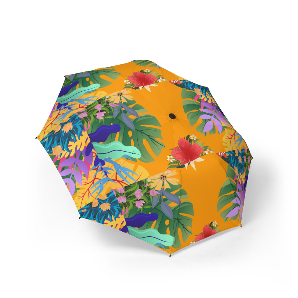 Tropical Floral Foldable Umbrella | Hibiscus Leaf Print